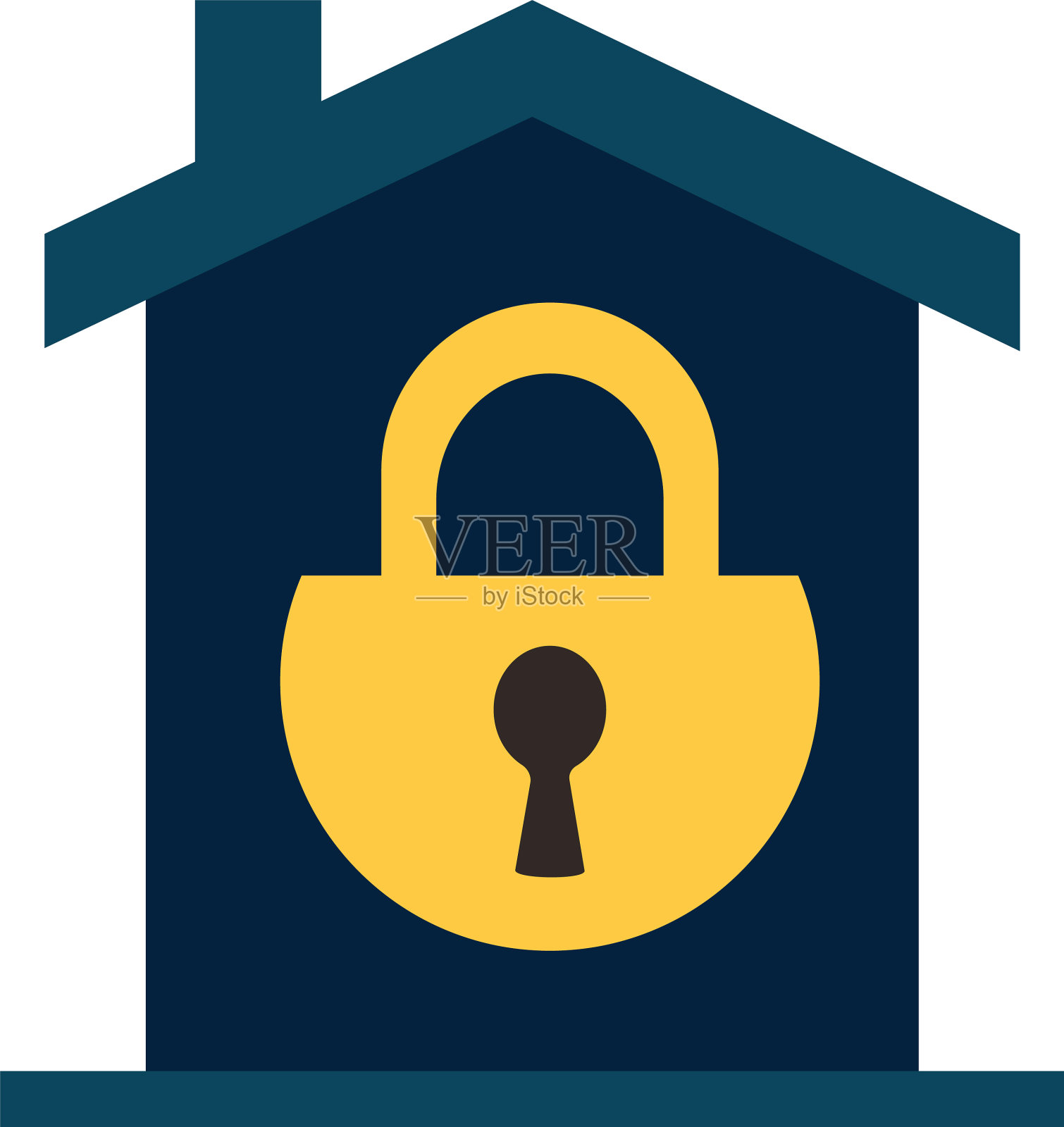 孤立的挂锁屋内的平面风格图标插画图片素材