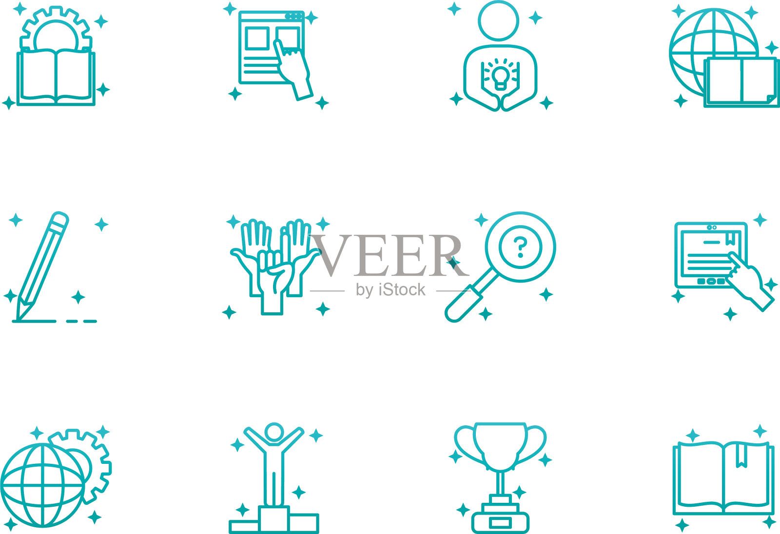 隔离教育学校和大学梯度图标素材