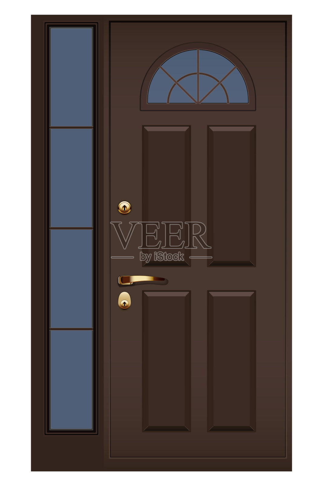 入口双扇门插画图片素材