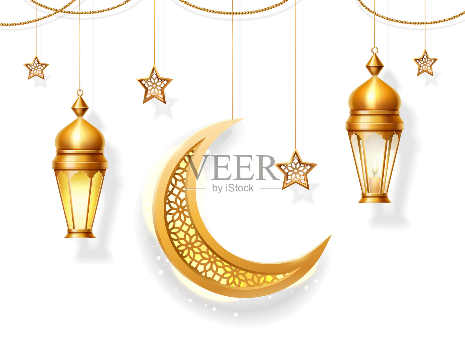 开斋饭或古尔邦节的背景装饰插画图片素材