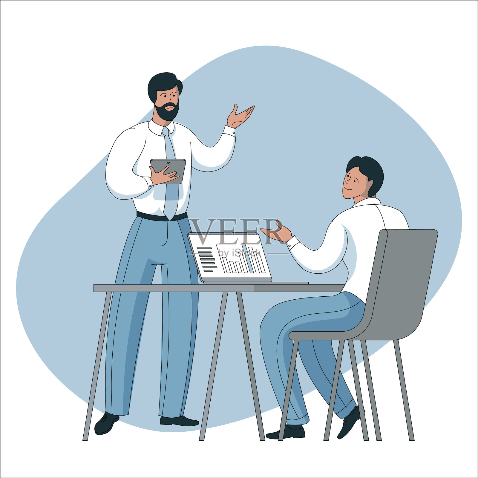 同事们在办公室里交流插画图片素材