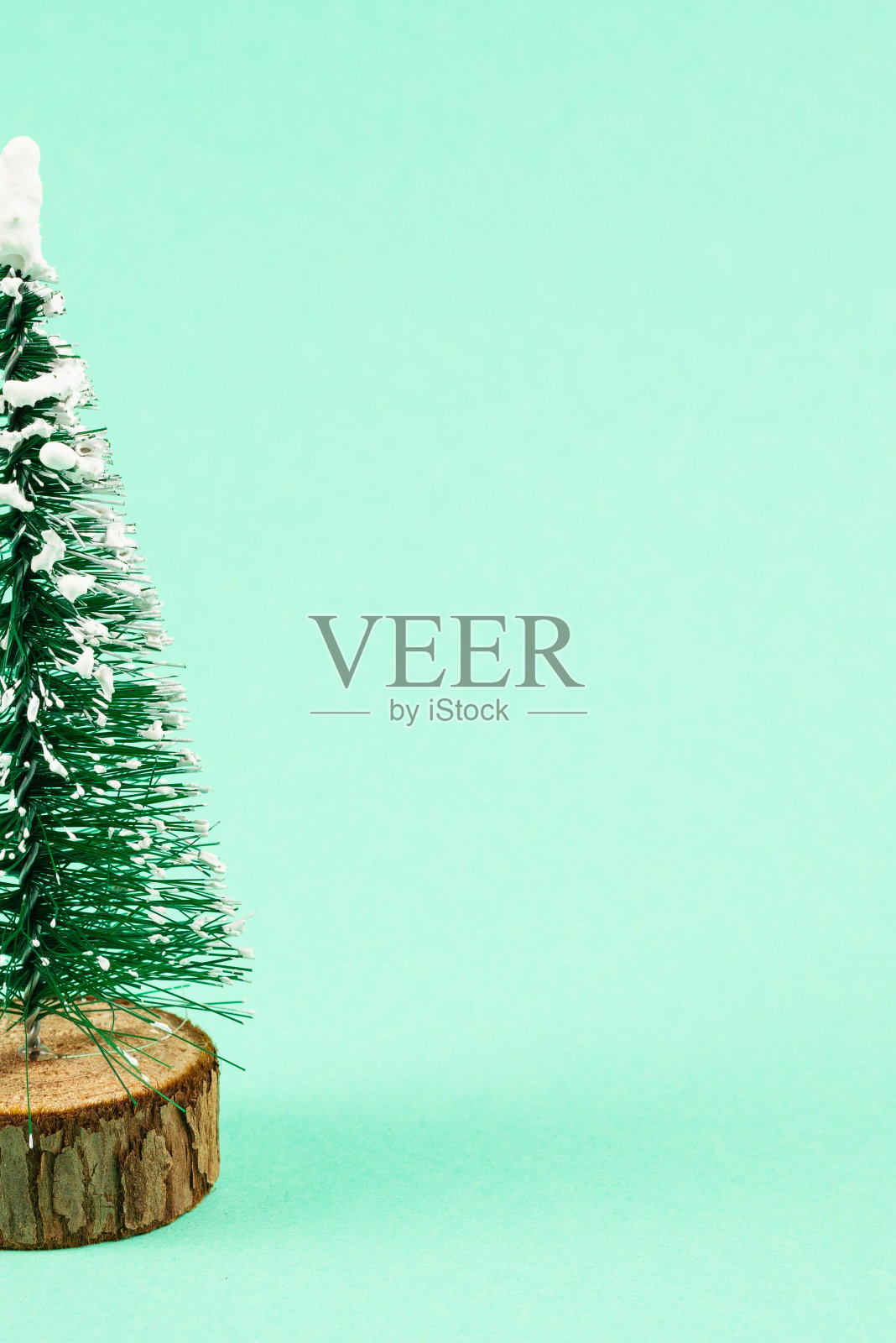 绿色背景上的圣诞树。照片摄影图片