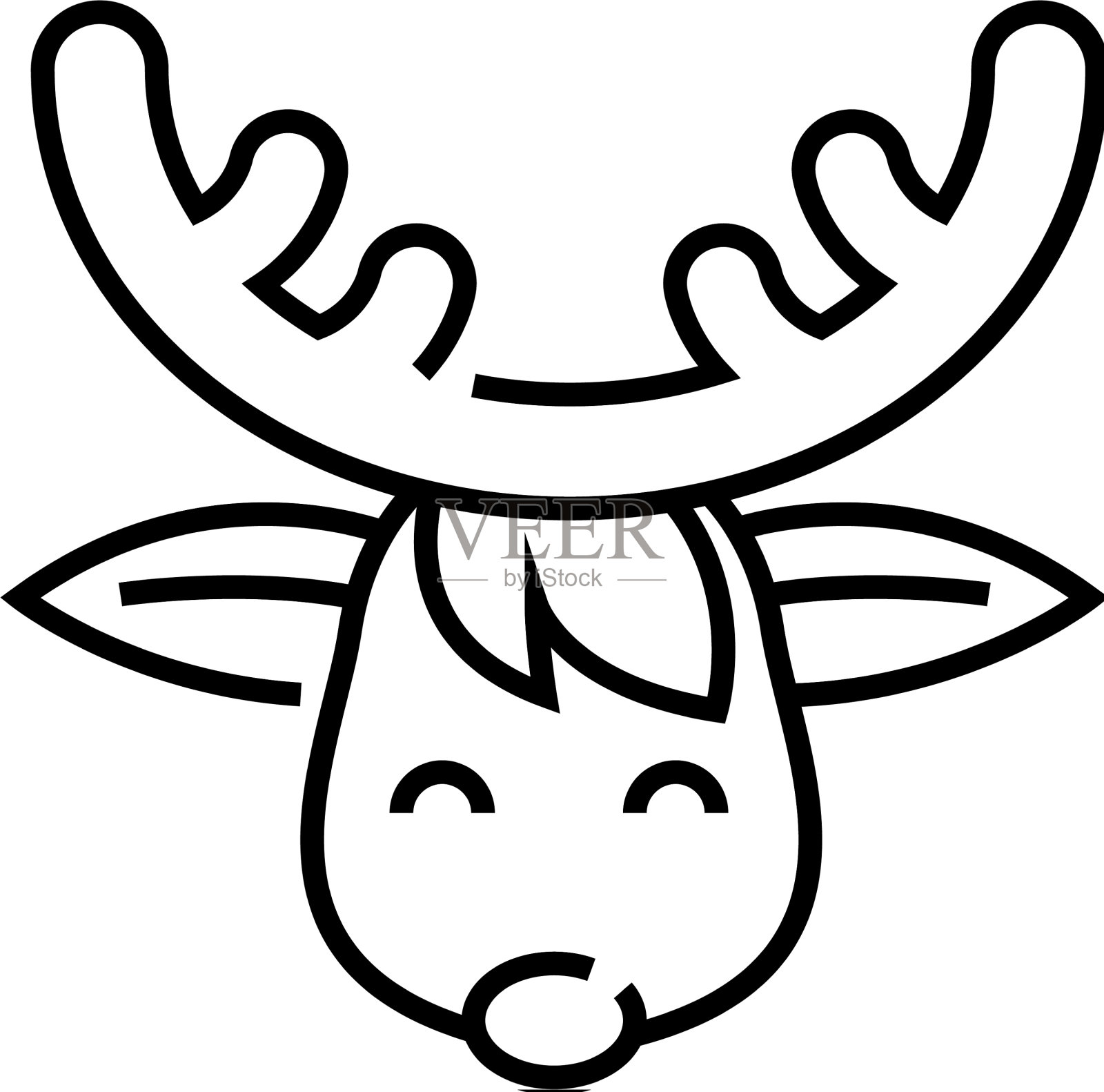 圣诞老人鹿线图标概念标志轮廓设计元素图片