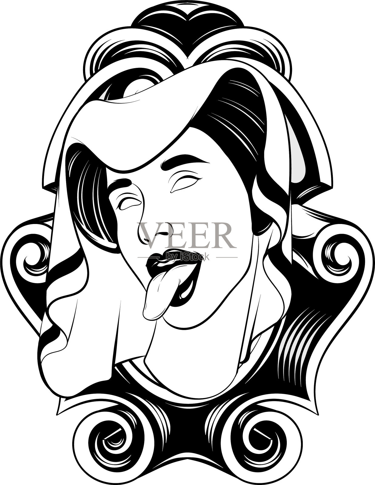 手画女人的舌头设计元素图片