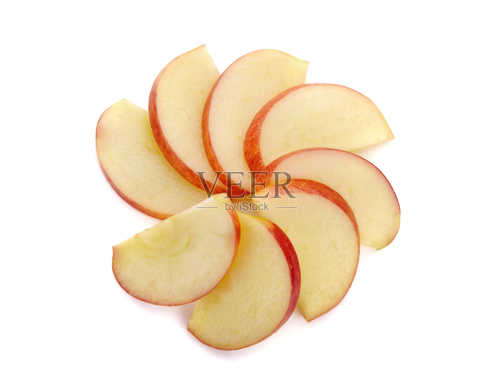 红苹果切片，孤立在白色上照片摄影图片