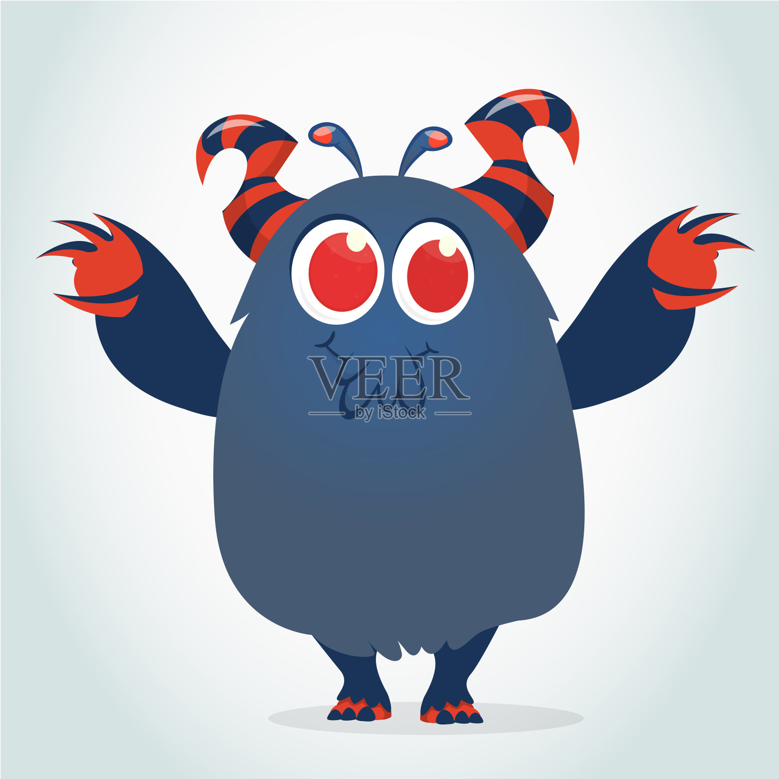 有趣的卡通怪物。向量万圣节插图。插画图片素材