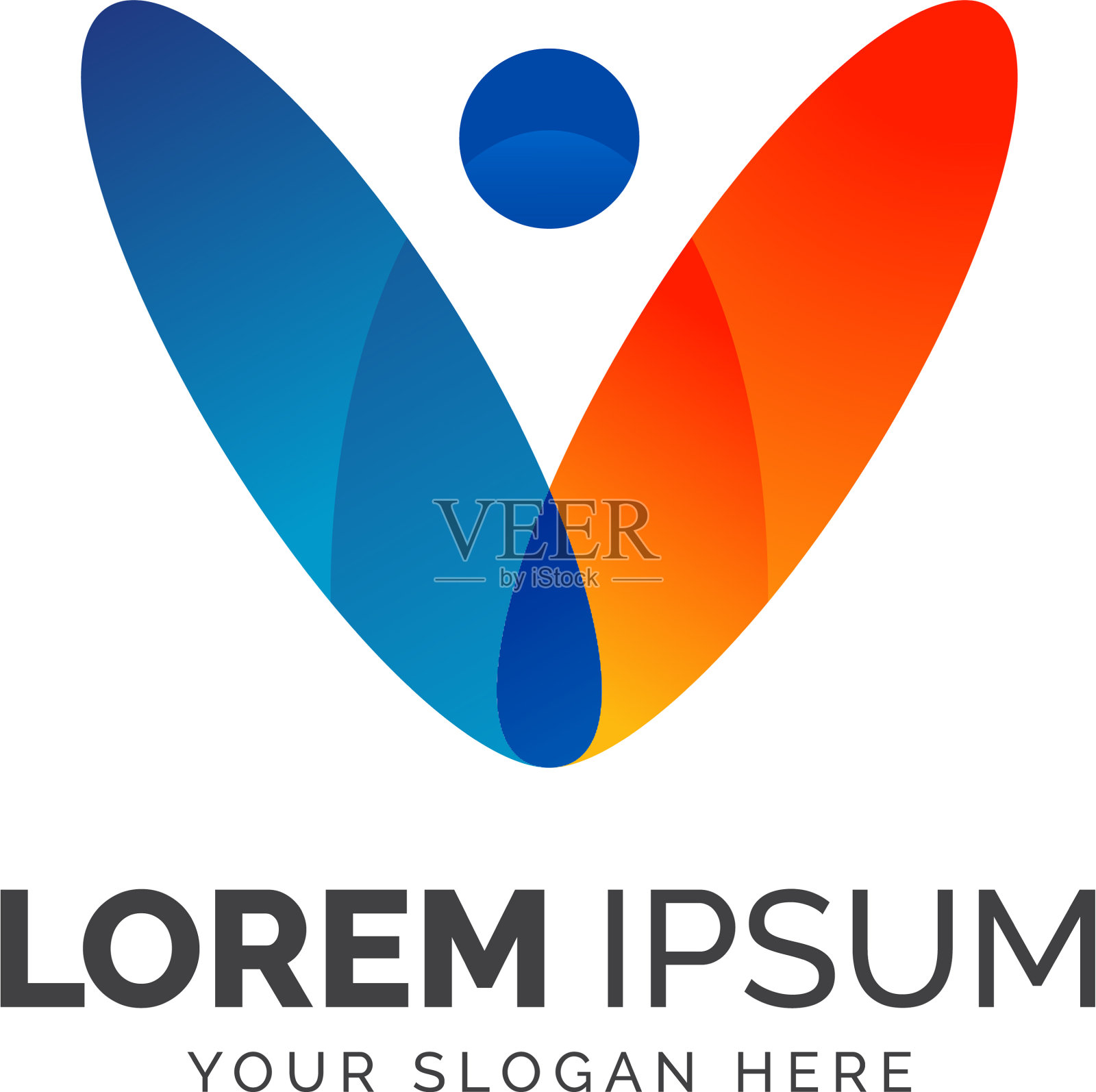 抽象字母v人体护理图形标志设计插画图片素材