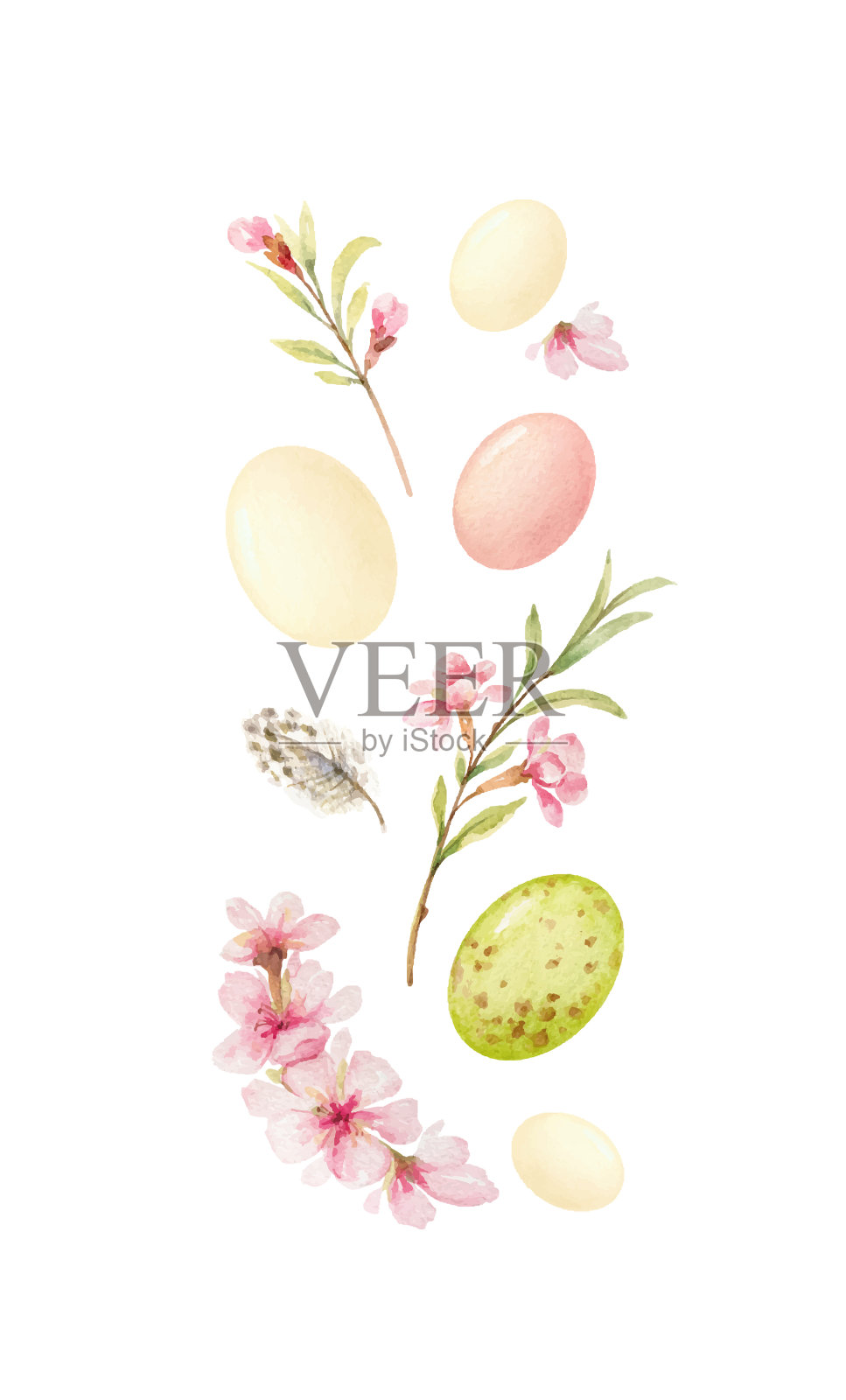 复活节快乐水彩手绘插画图片素材