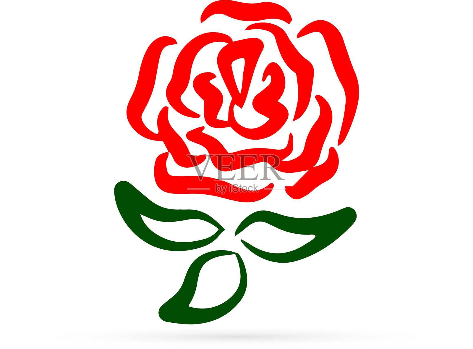 涂鸦玫瑰与叶子图标孤立在白色插画图片素材