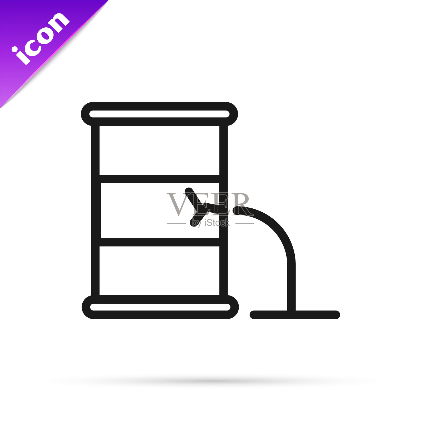 黑色线桶漏油图标隔离在白色图标素材