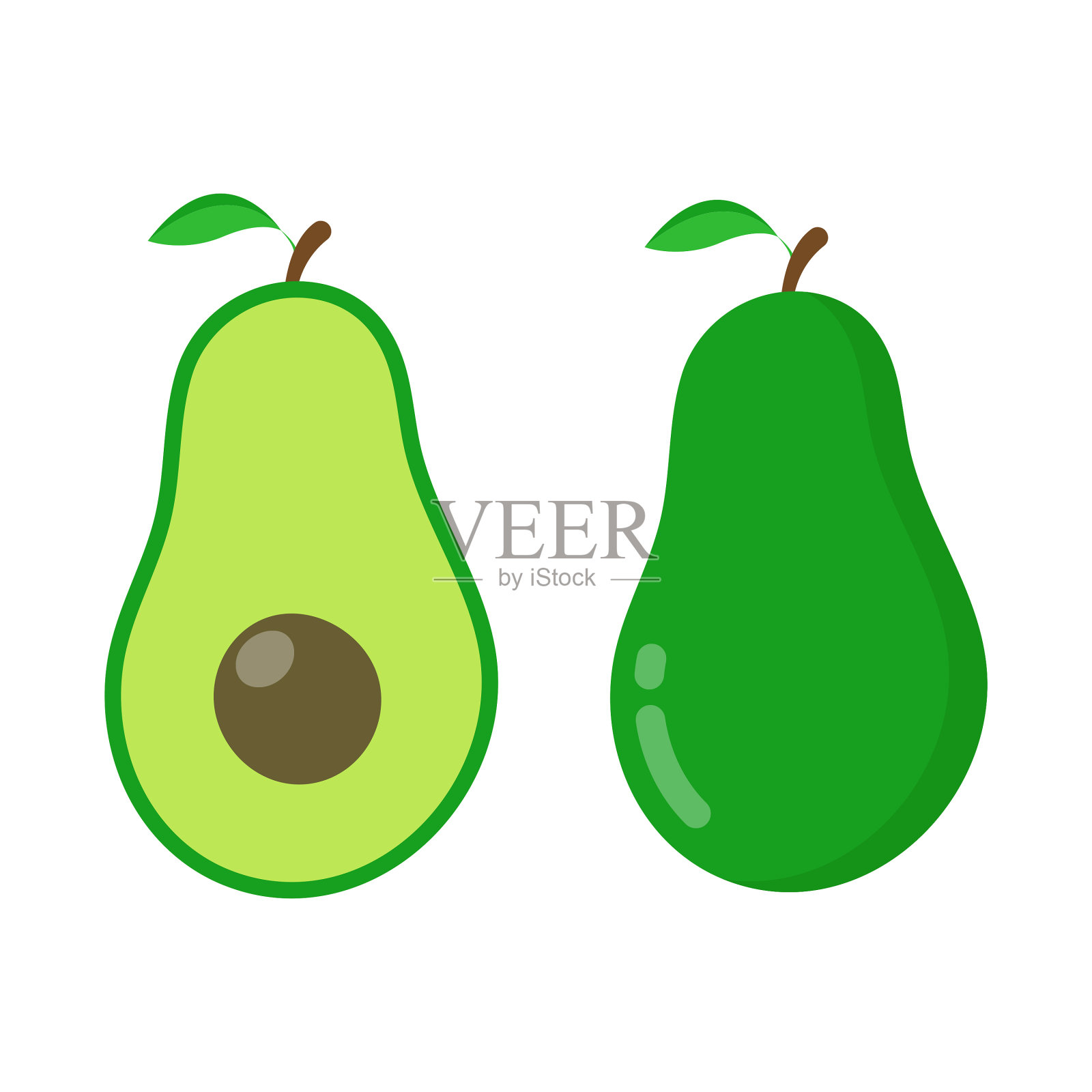 白色背景上的牛油果图标平面设计。插画图片素材