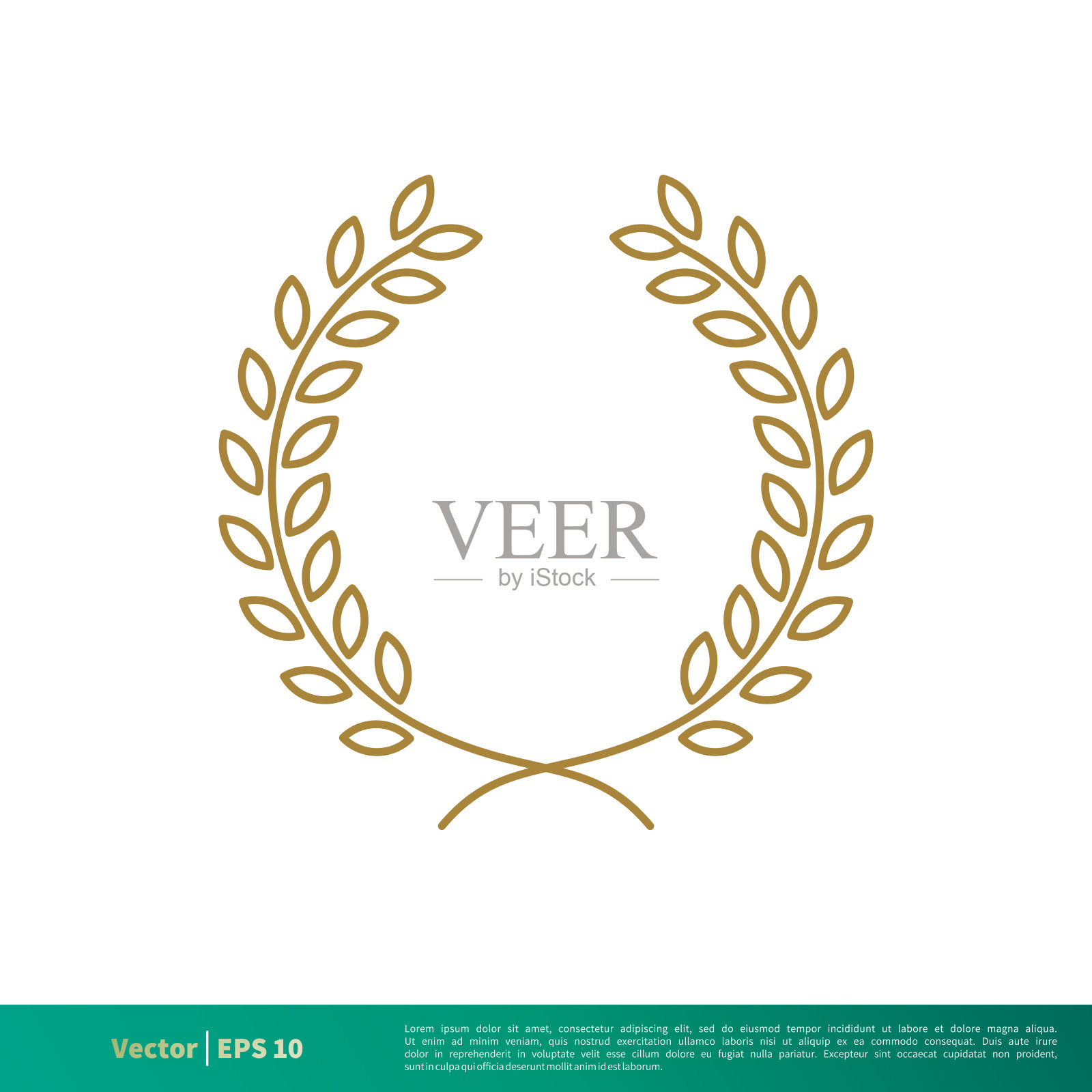 金月桂花环装饰框架矢量模板插图设计EPS 10。设计元素图片