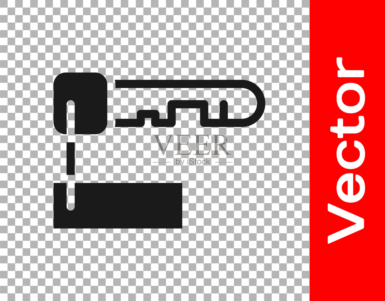 黑色标记键图标隔离在透明的背景。矢量图插画图片素材