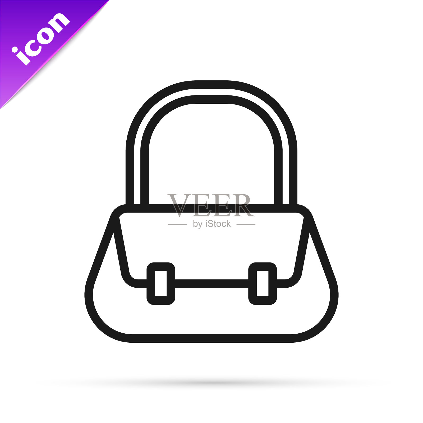 黑色线条手袋图标孤立在白色插画图片素材