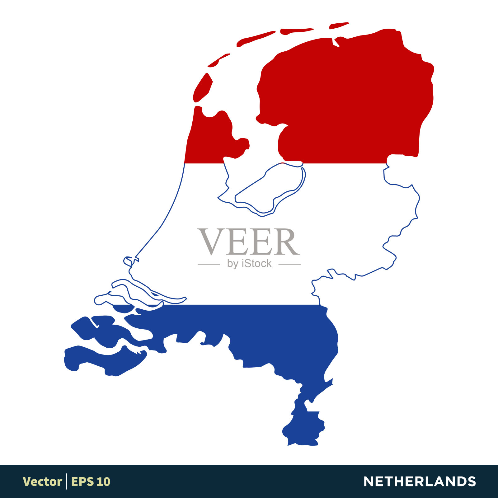 荷兰/荷兰-欧洲国家地图和旗帜矢量图标模板插图设计。向量EPS 10。插画图片素材