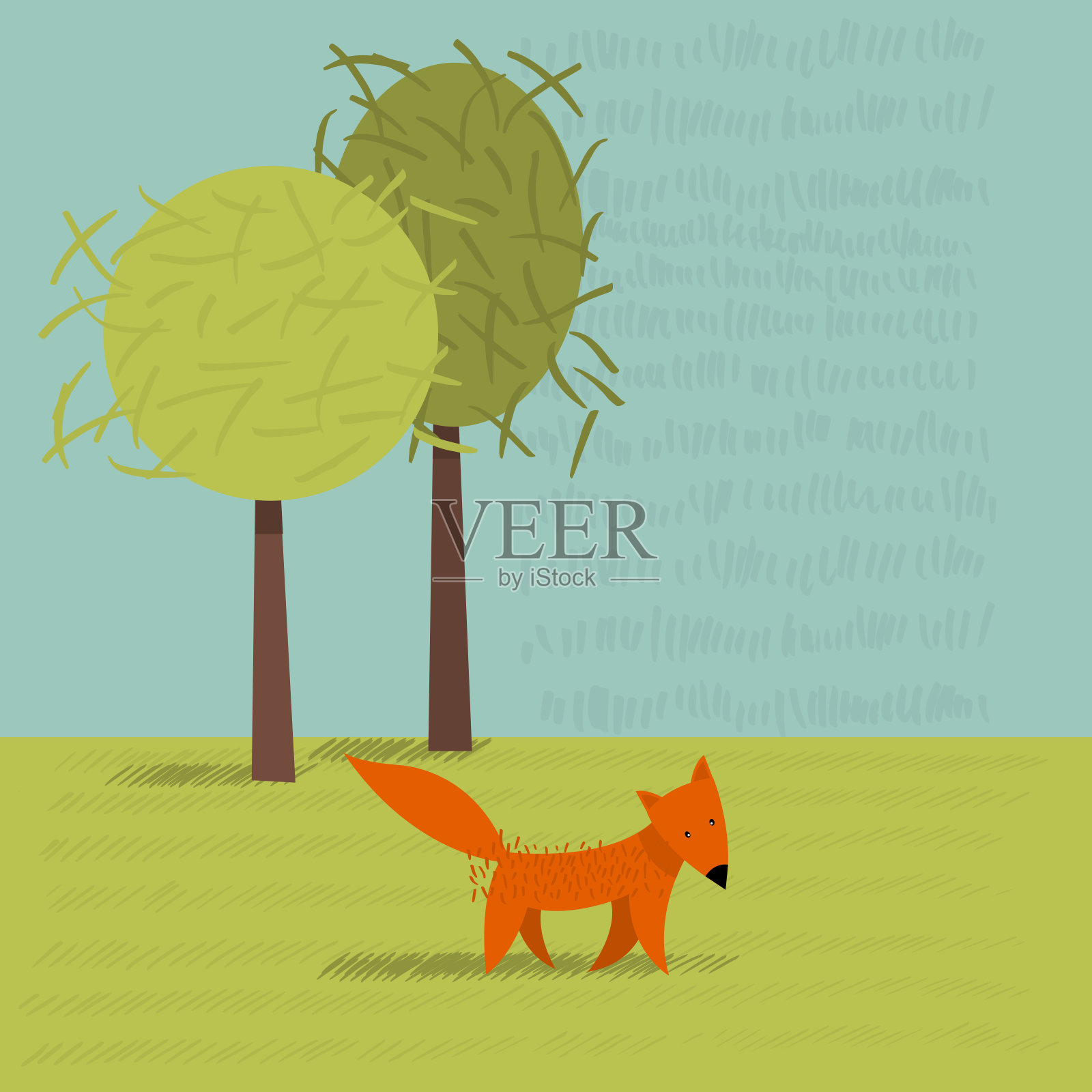 可爱的狐狸。矢量插图。插画图片素材