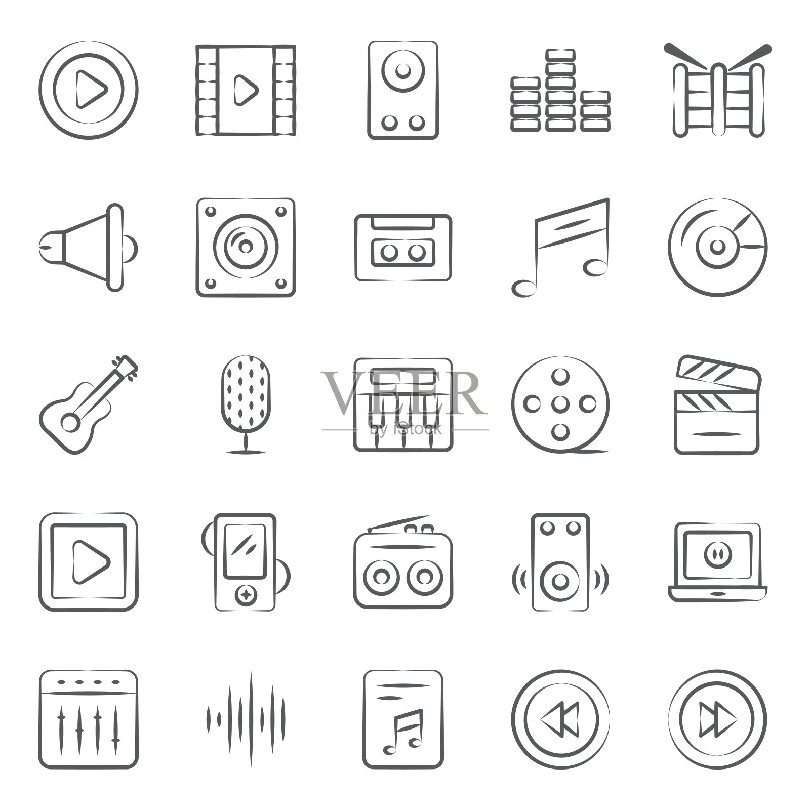 音乐和多媒体图标包插画图片素材