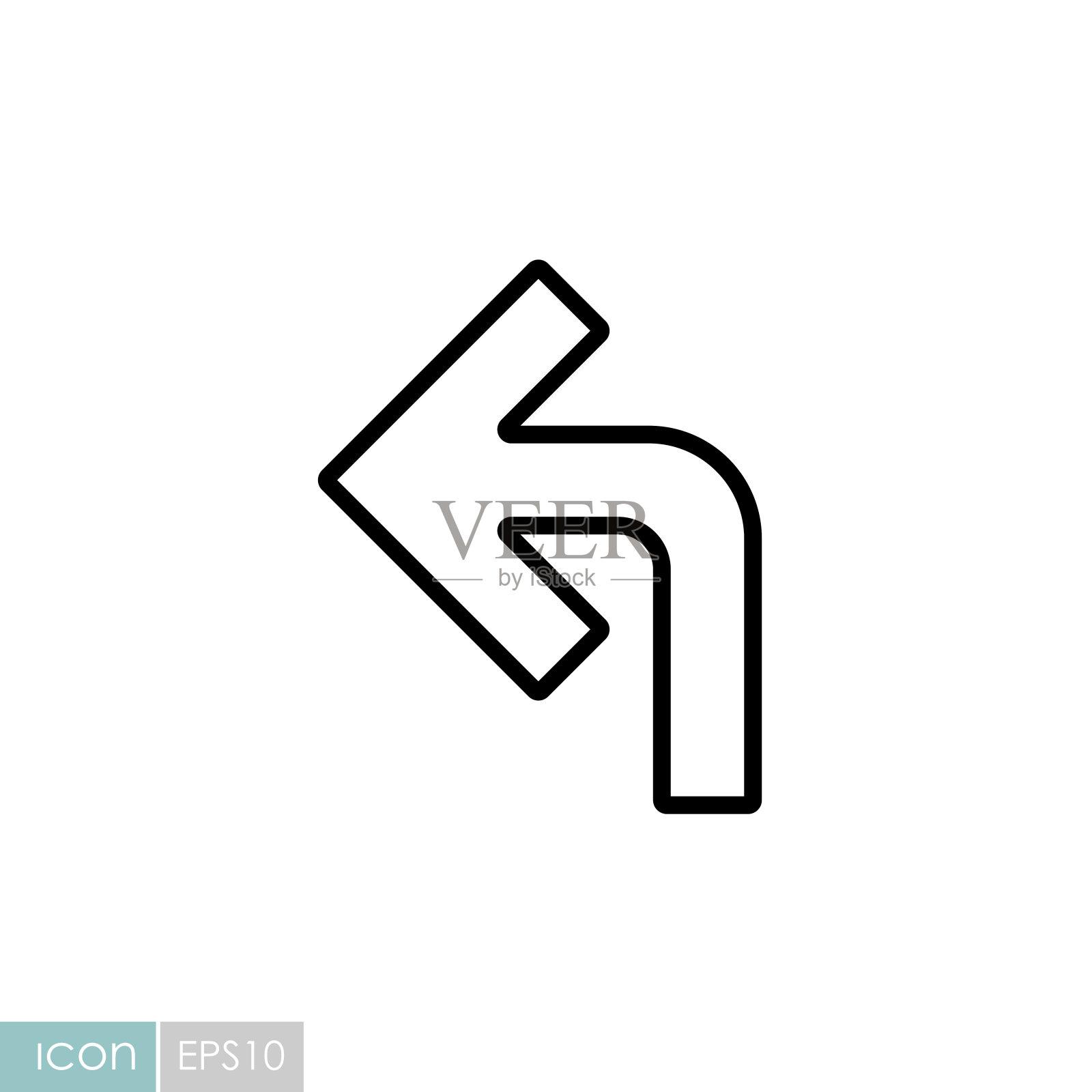 左转箭头矢量图标。导航信号设计元素图片