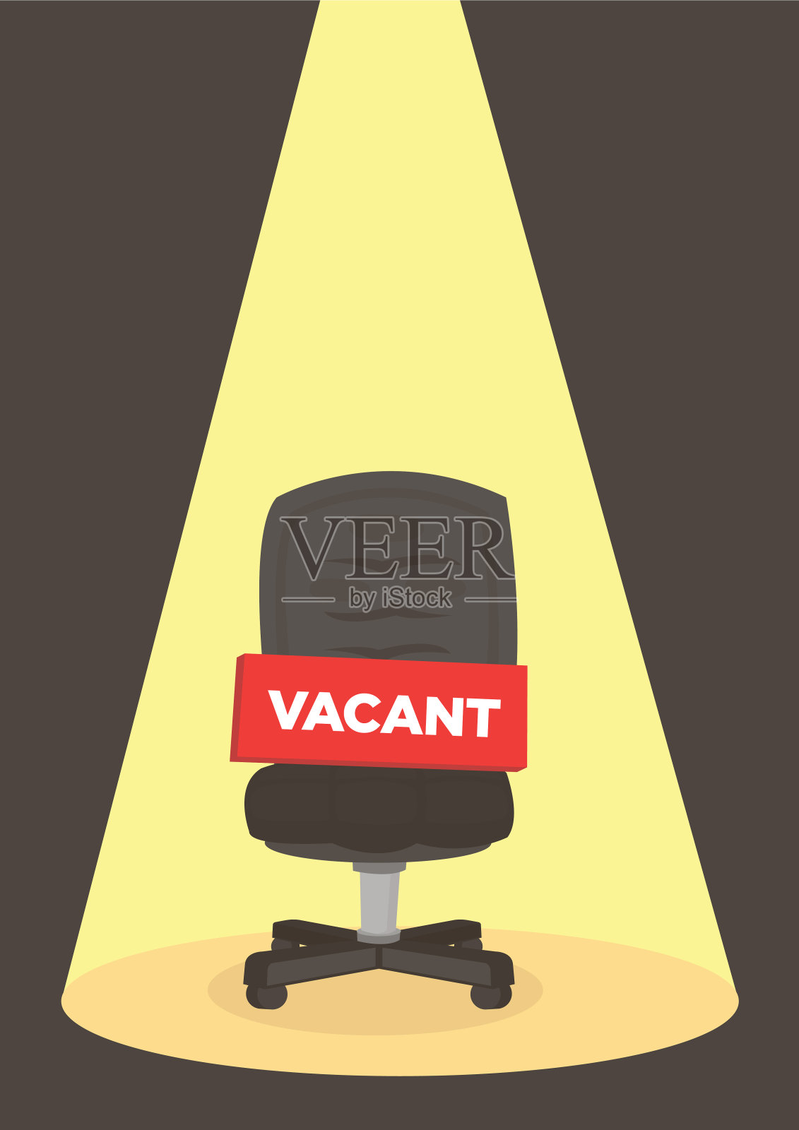 聚光灯下有一张空招牌的办公室椅子。插画图片素材