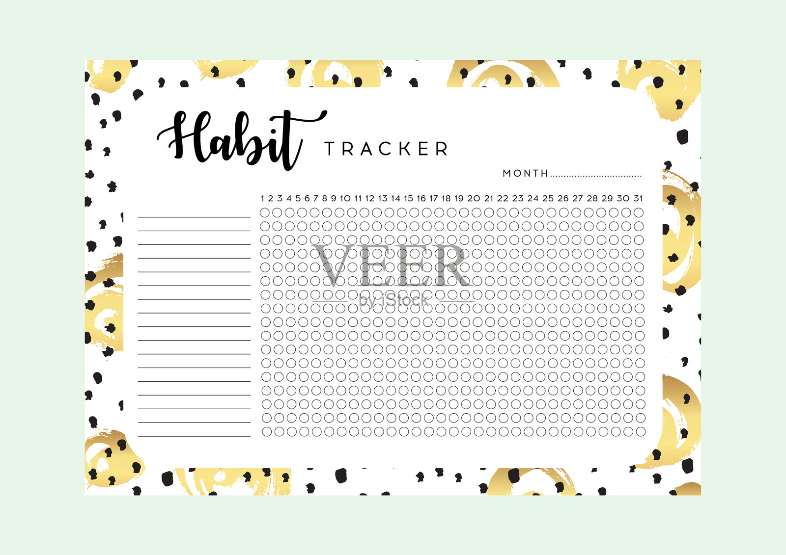 习惯跟踪月度计划习惯跟踪空白插画图片素材