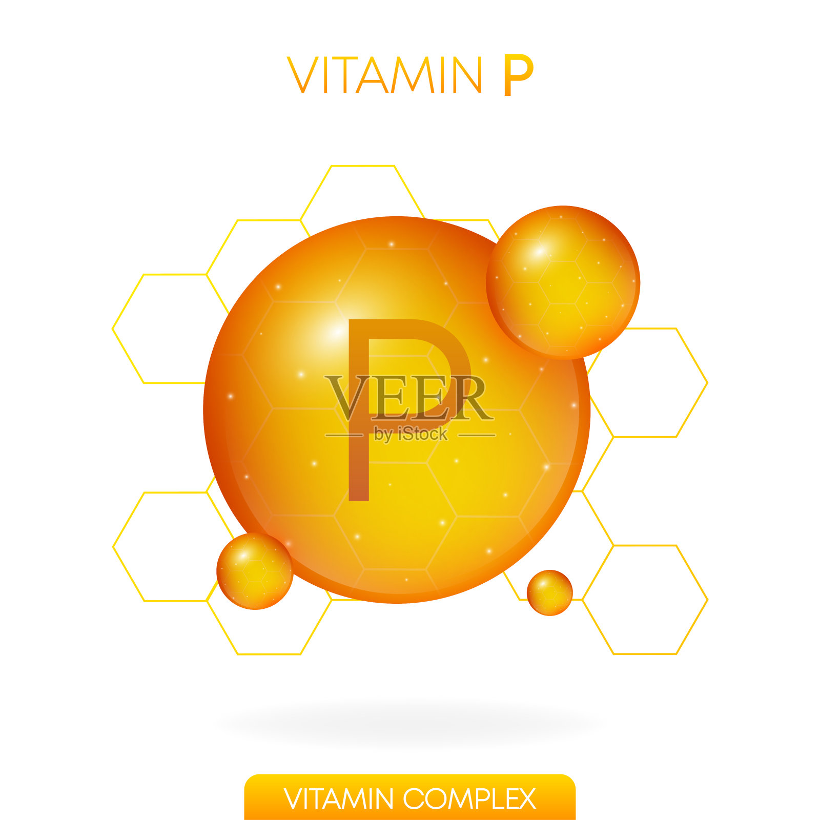 维生素P逼真的图标。药丸胶囊孤立在白色背景。向量。插画图片素材