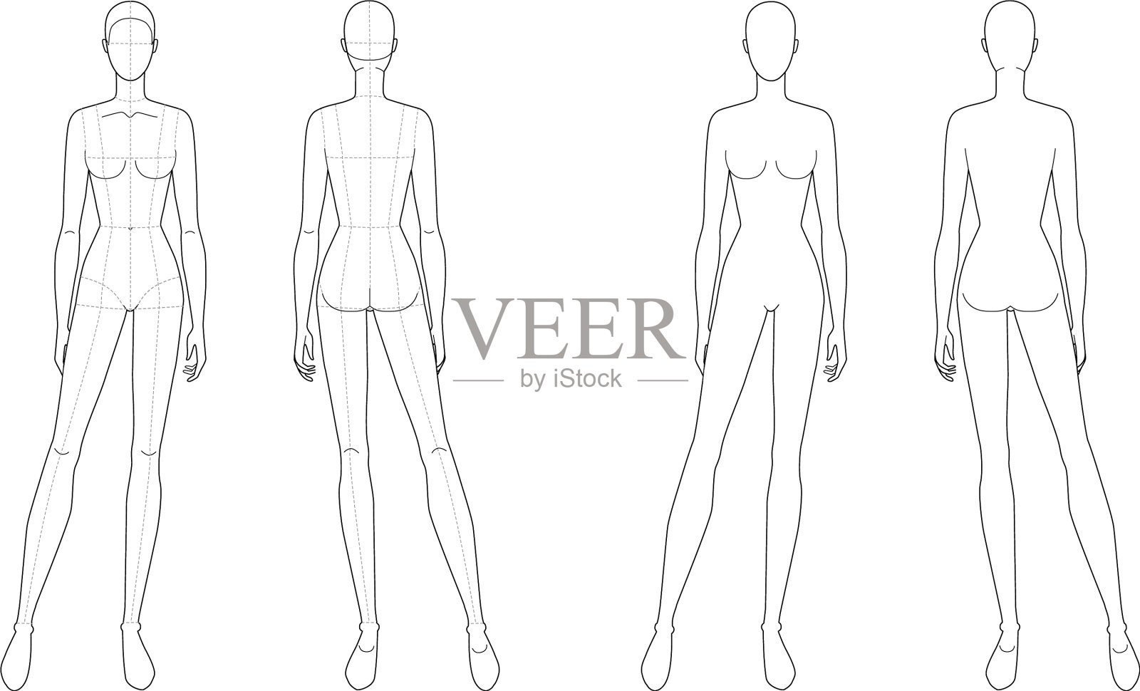 时尚模板站立的女性插画图片素材