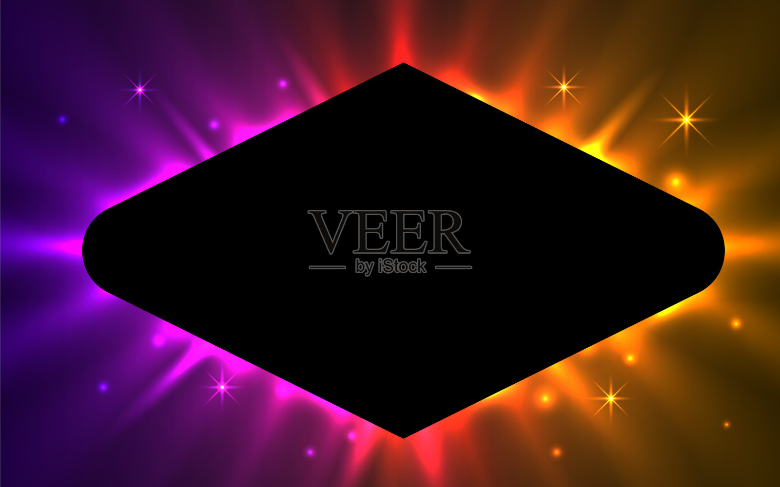 黑色框架与彩色光束。发光的框架插画图片素材