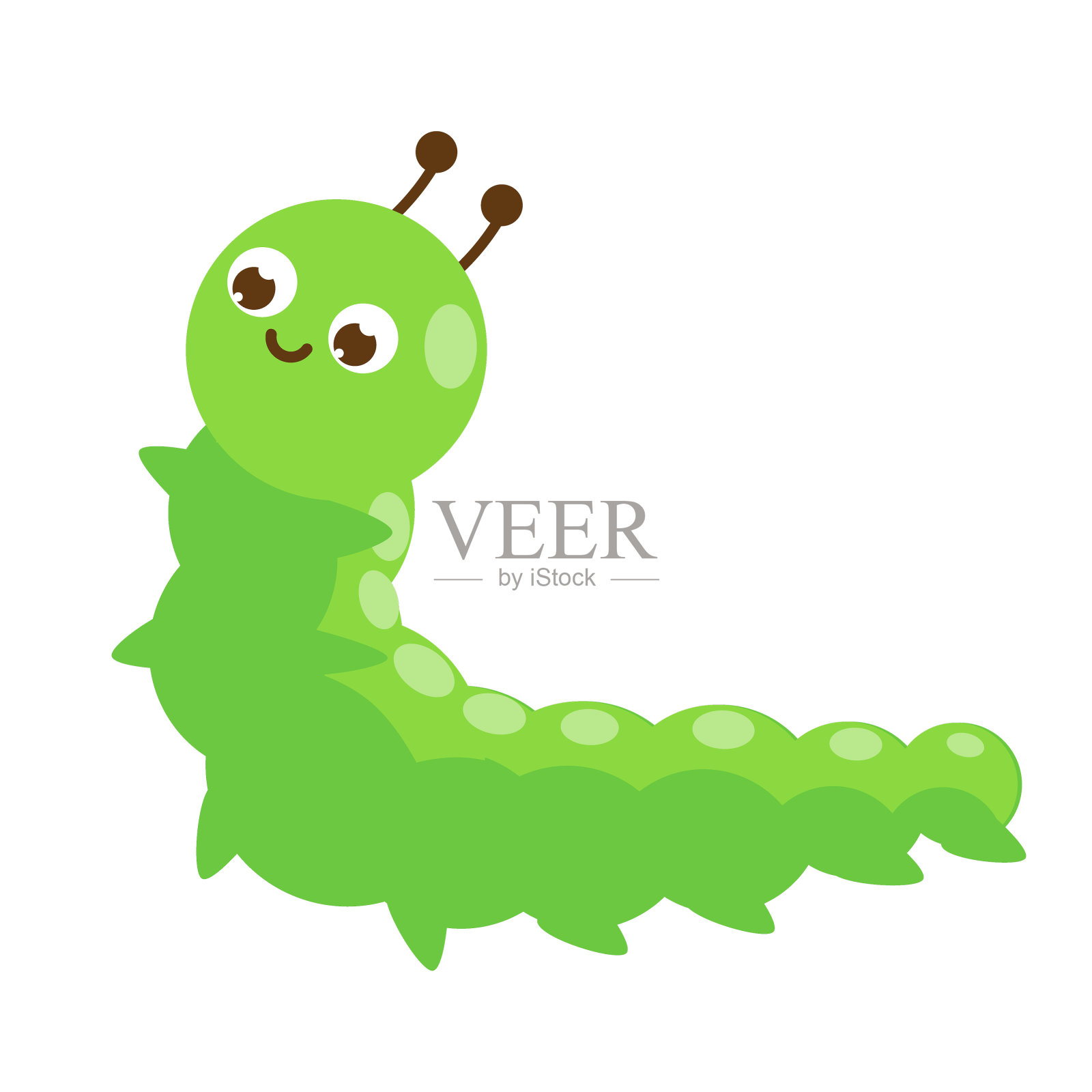 可爱的卡通卡特彼勒。矢量隔离剪贴画设计元素图片