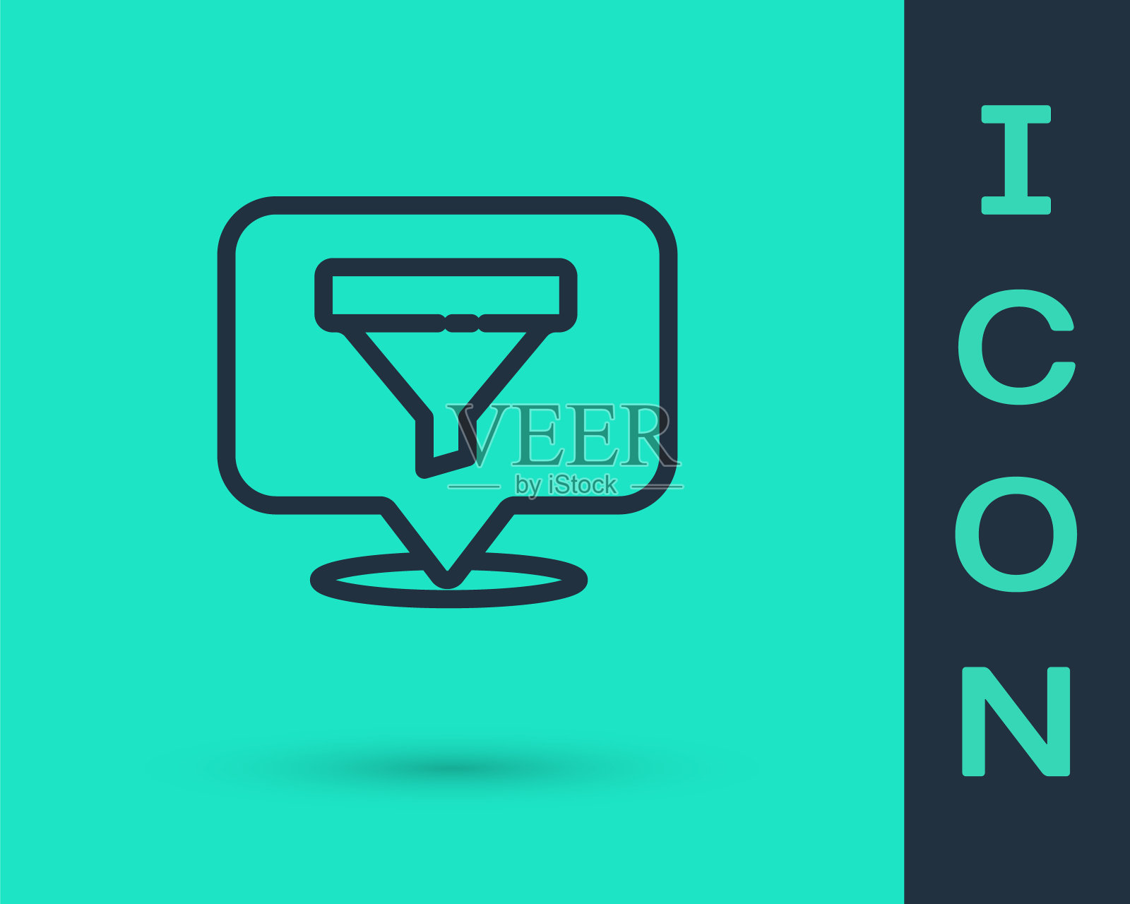 黑线位置与销售漏斗图标隔离在绿色背景上。信息图表模板。矢量图插画图片素材