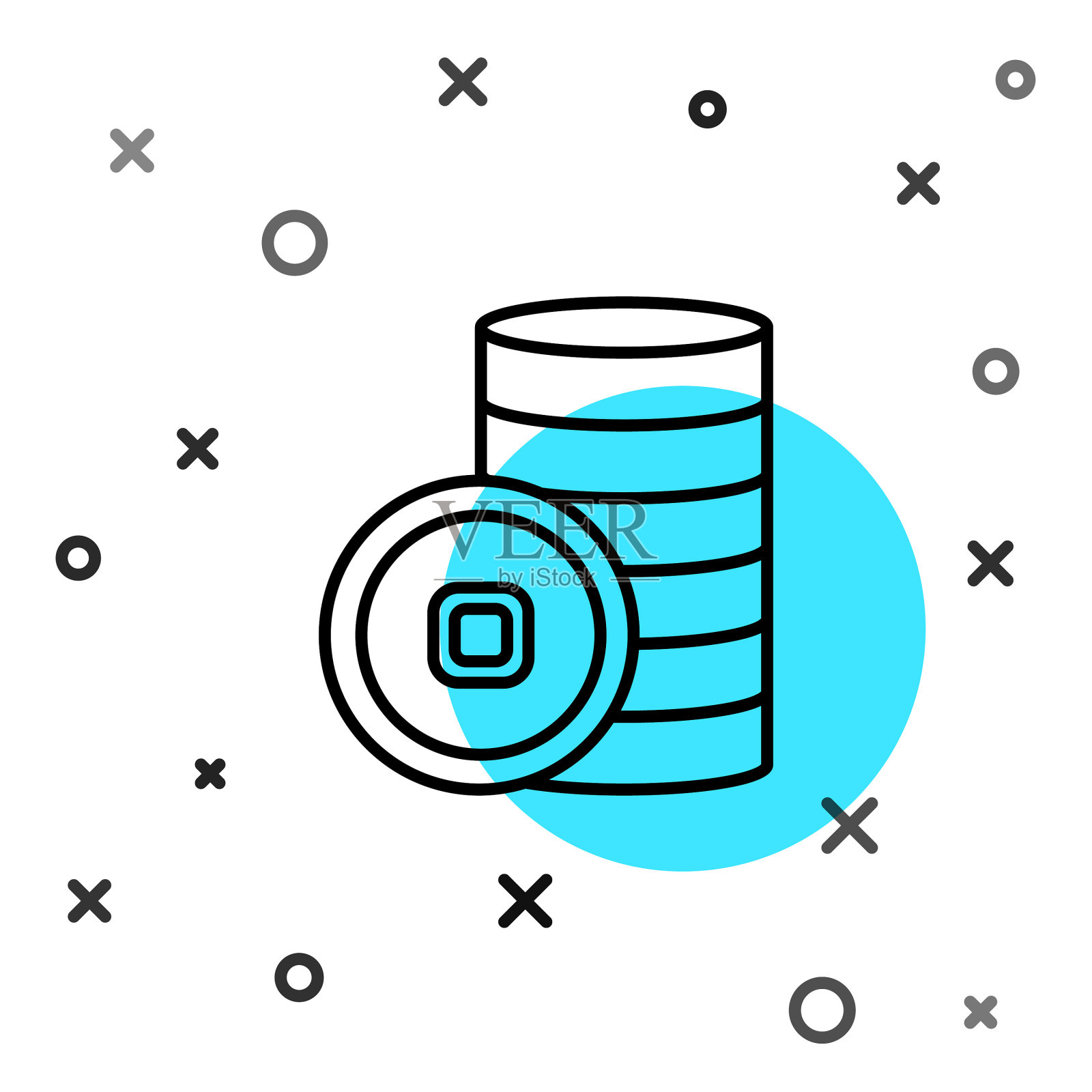 黑线表示人民币货币符号图标插画图片素材