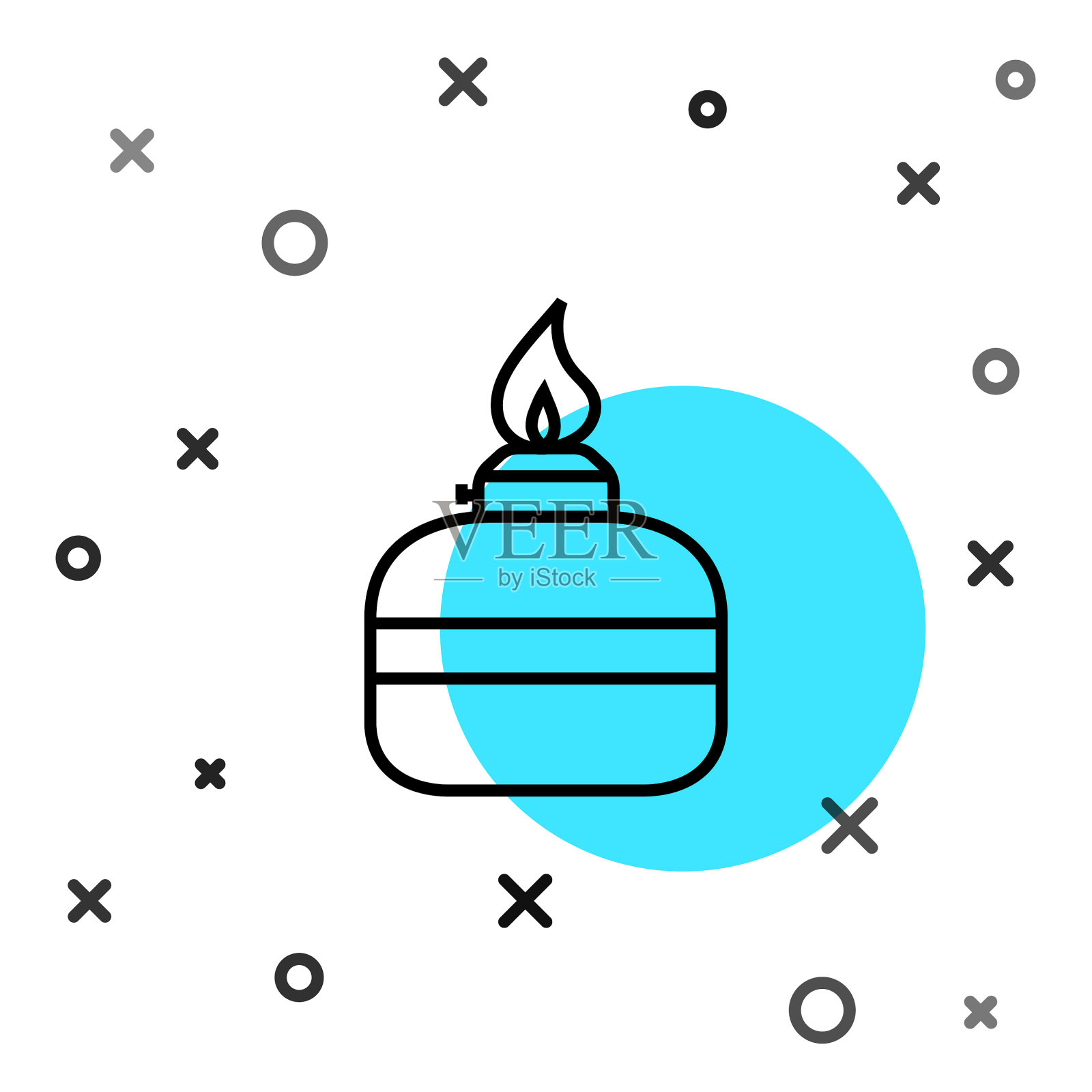 黑线酒精或酒精燃烧器图标孤立插画图片素材