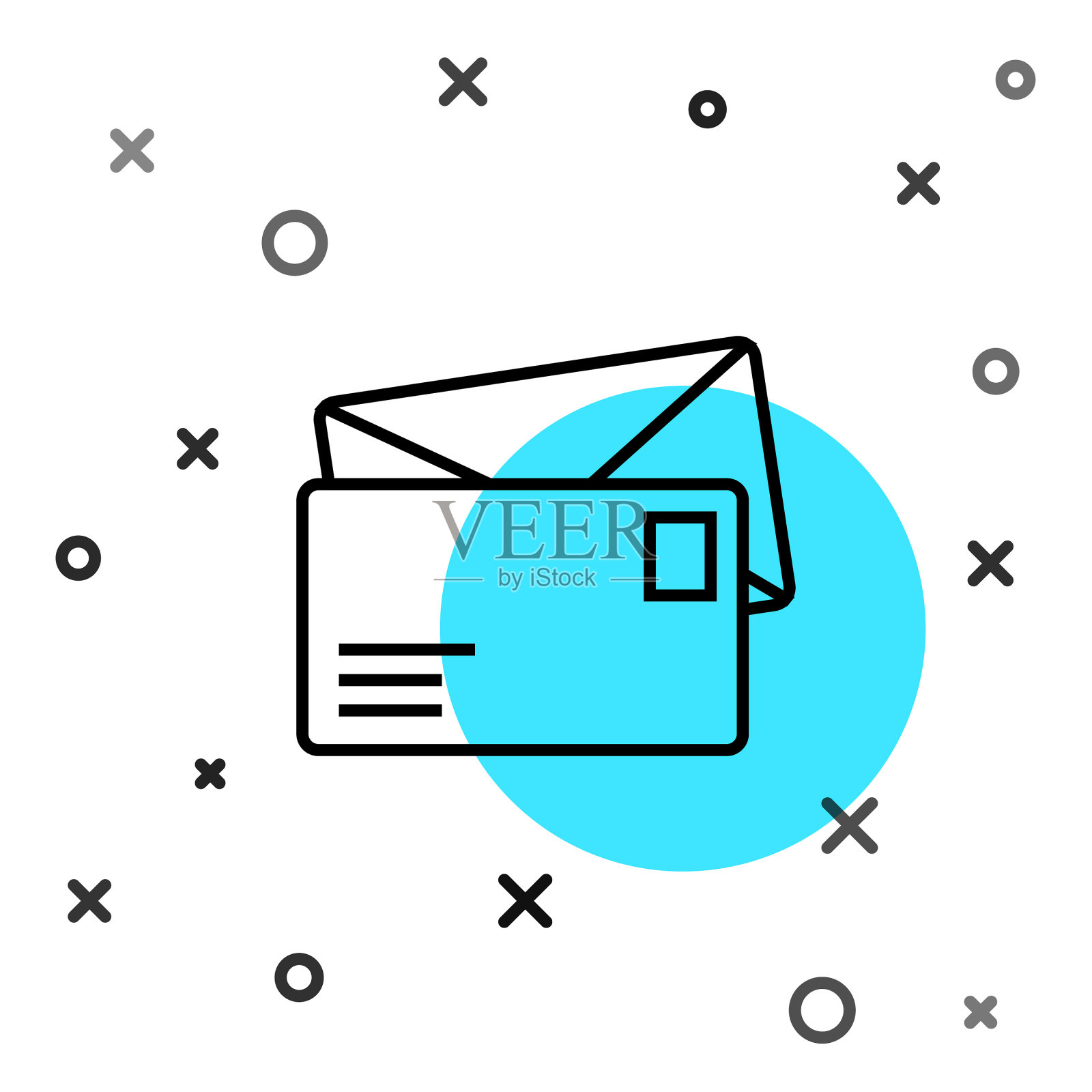 黑色线信封图标孤立在白色图标素材