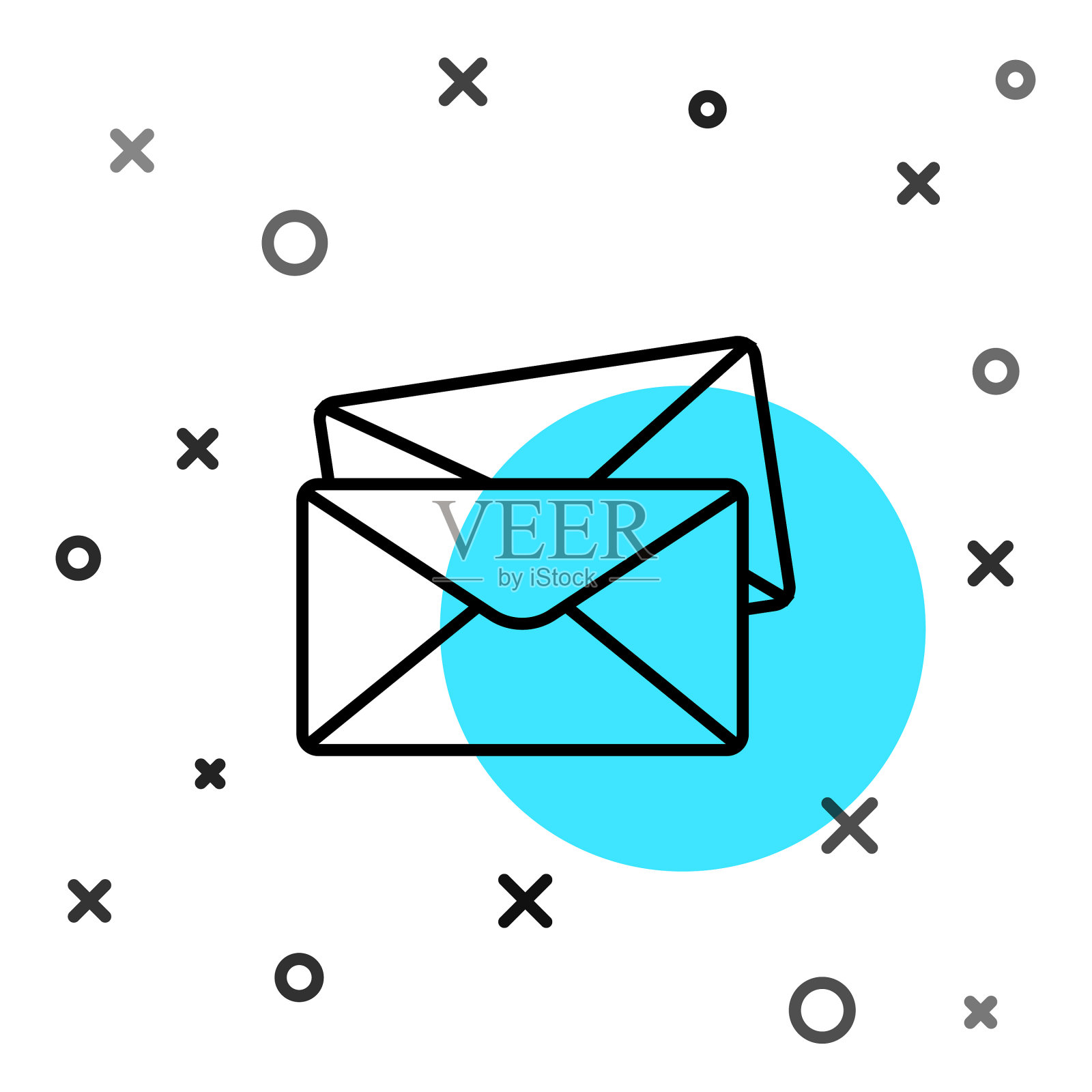 黑色线信封图标孤立在白色图标素材