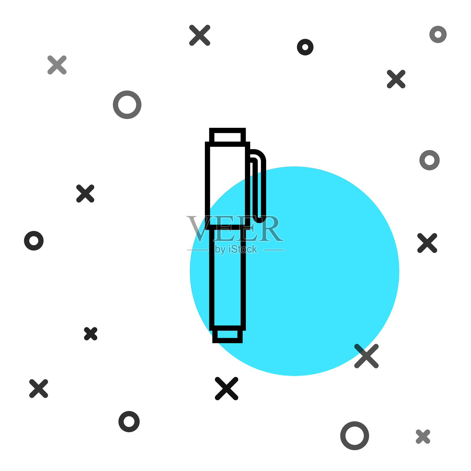 黑线笔图标孤立在白色背景插画图片素材