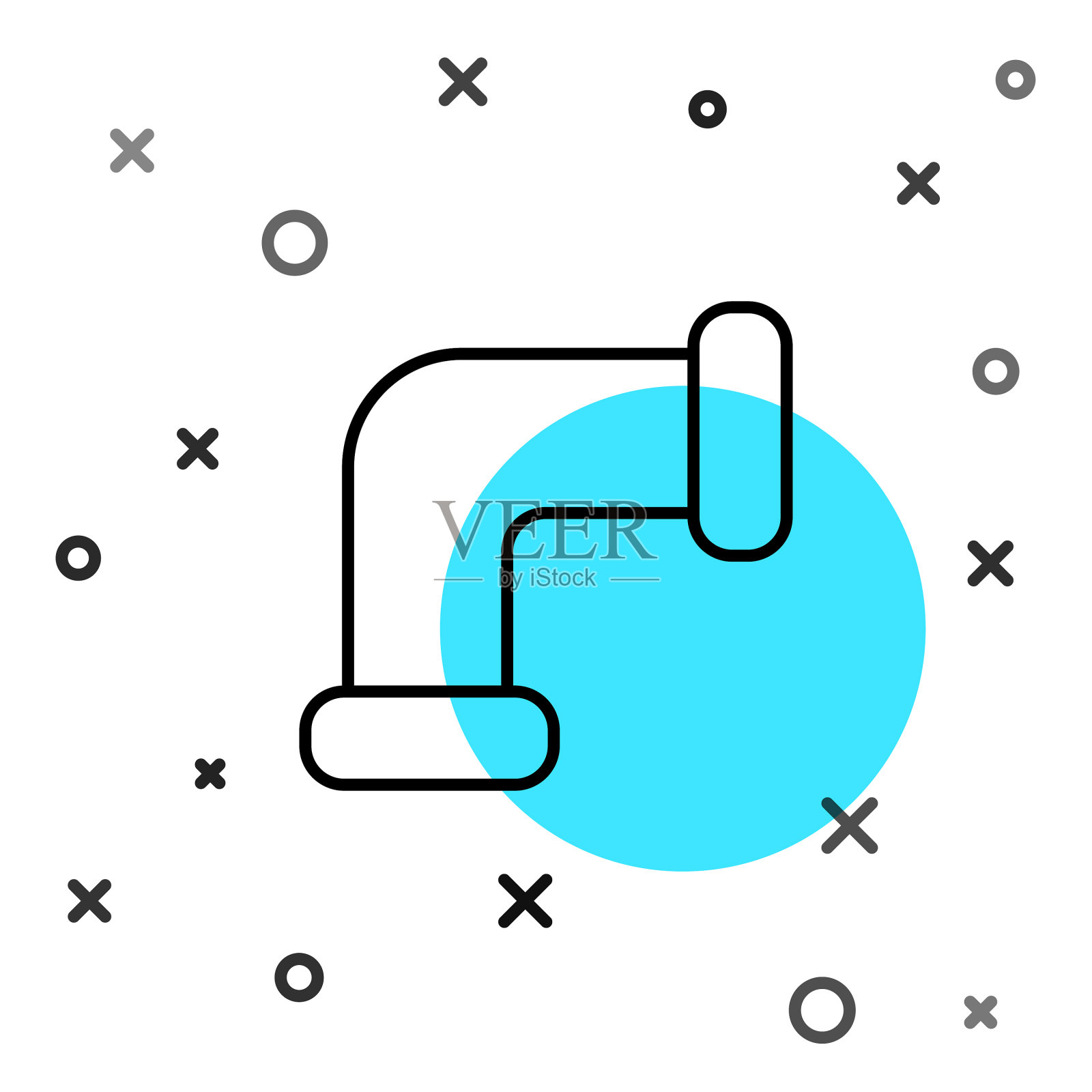 工业金属管道图标上的黑线被隔离插画图片素材