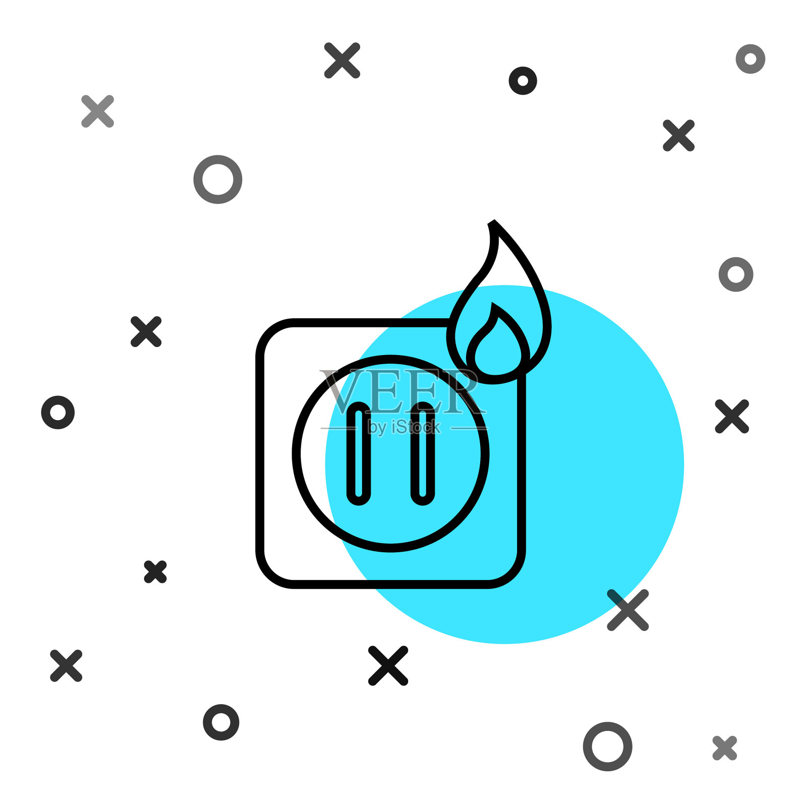 黑色电线插座在火的图标图标素材