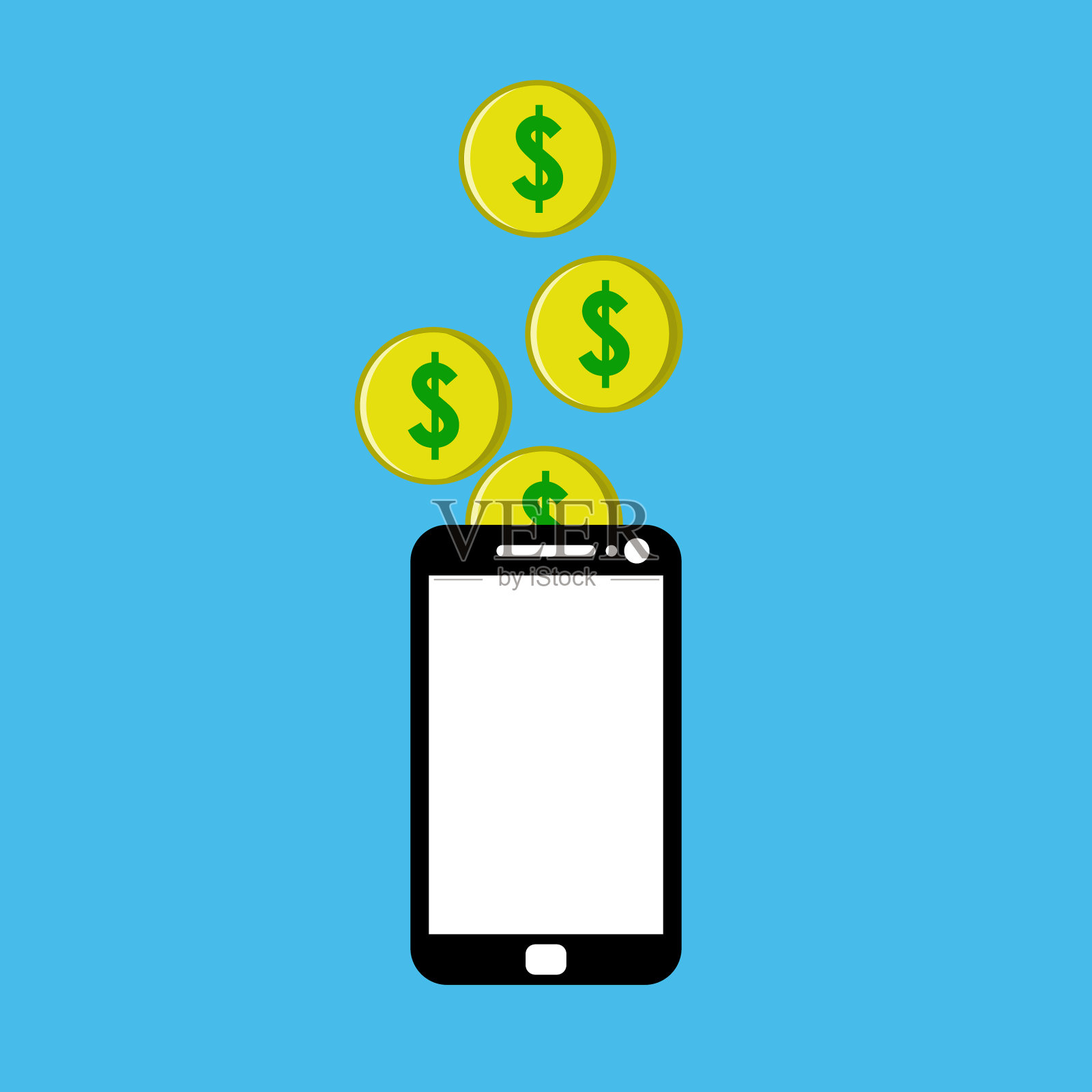 用智能手机赚钱插画图片素材