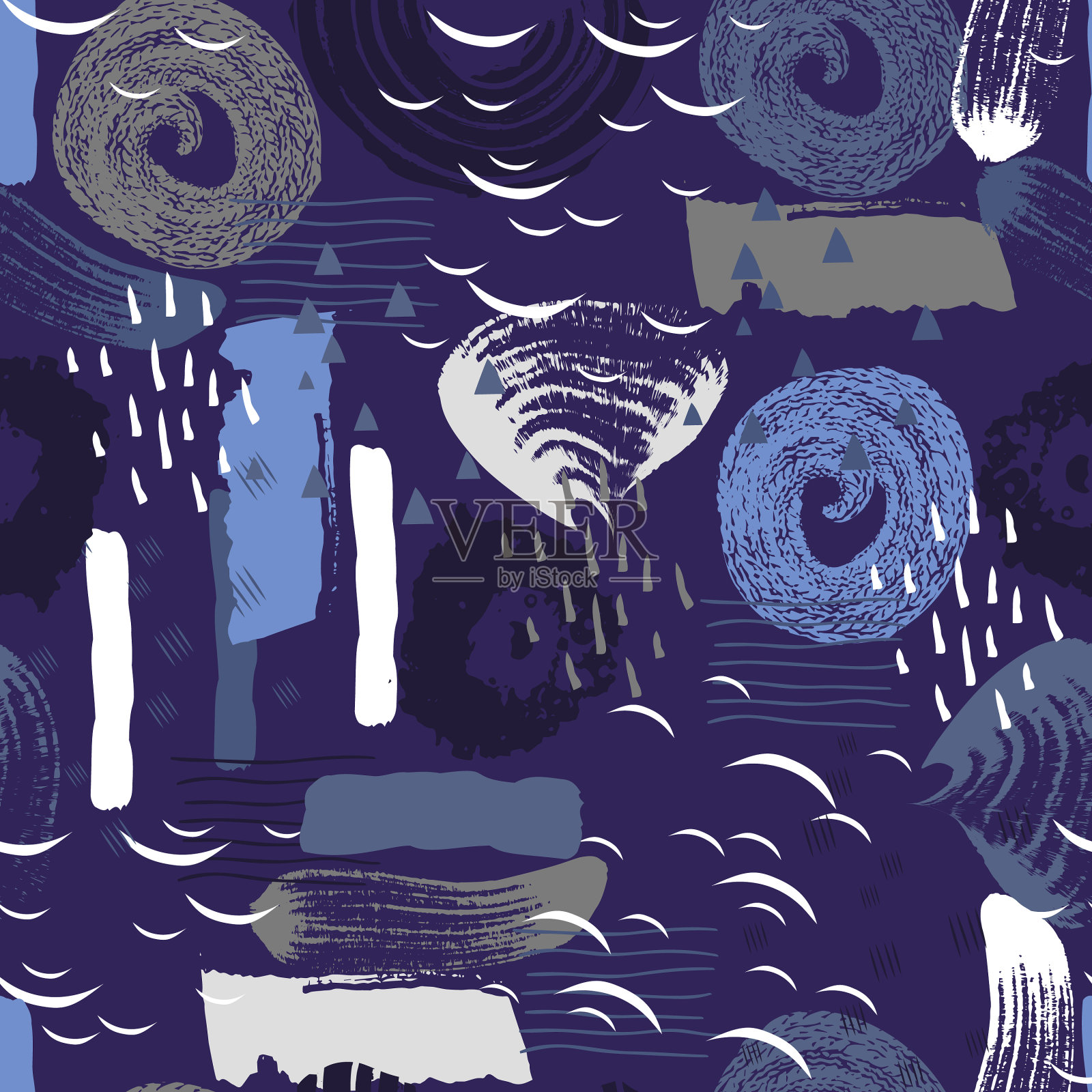 无缝模式与抽象形状和插画图片素材