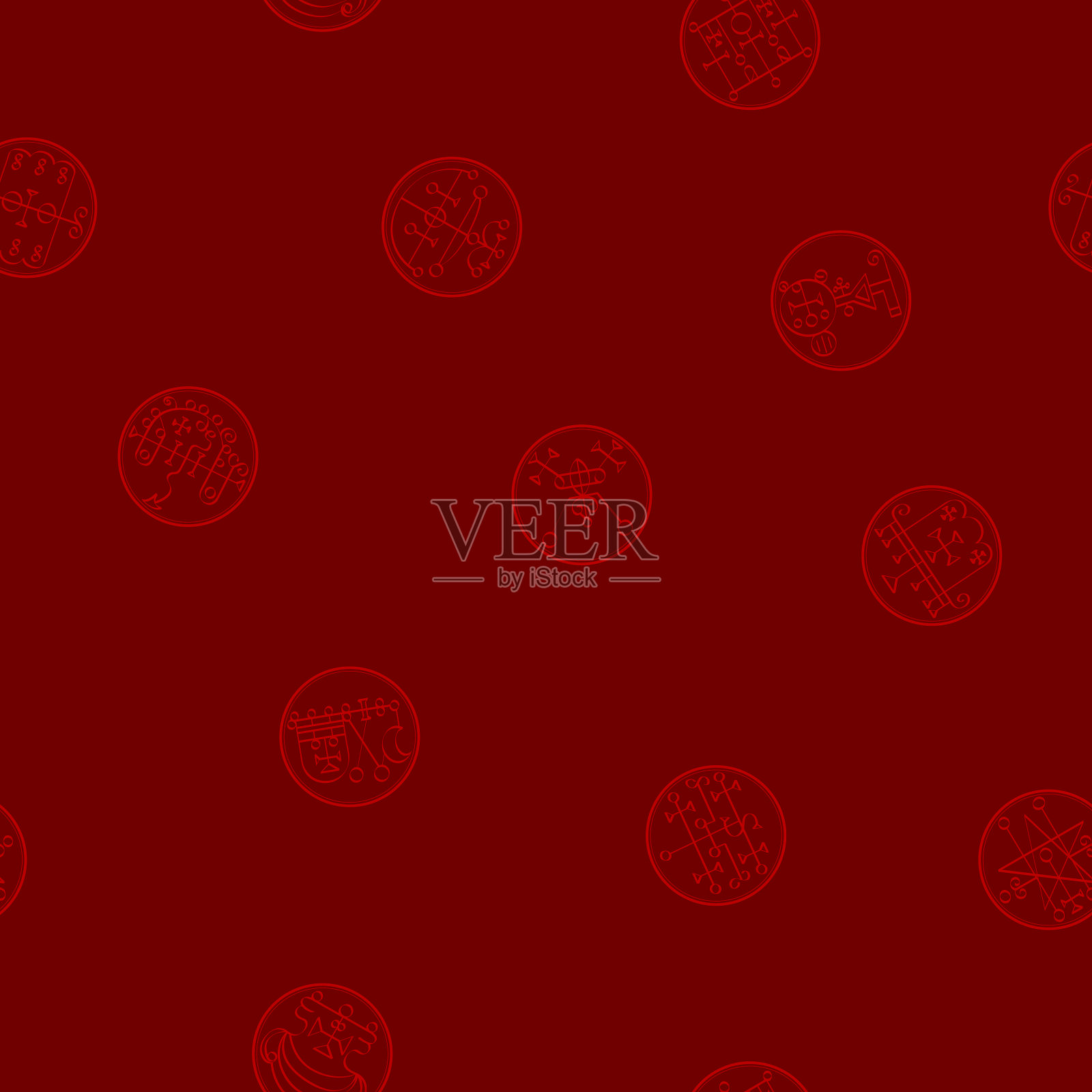 无缝模式与符号恶魔插画图片素材