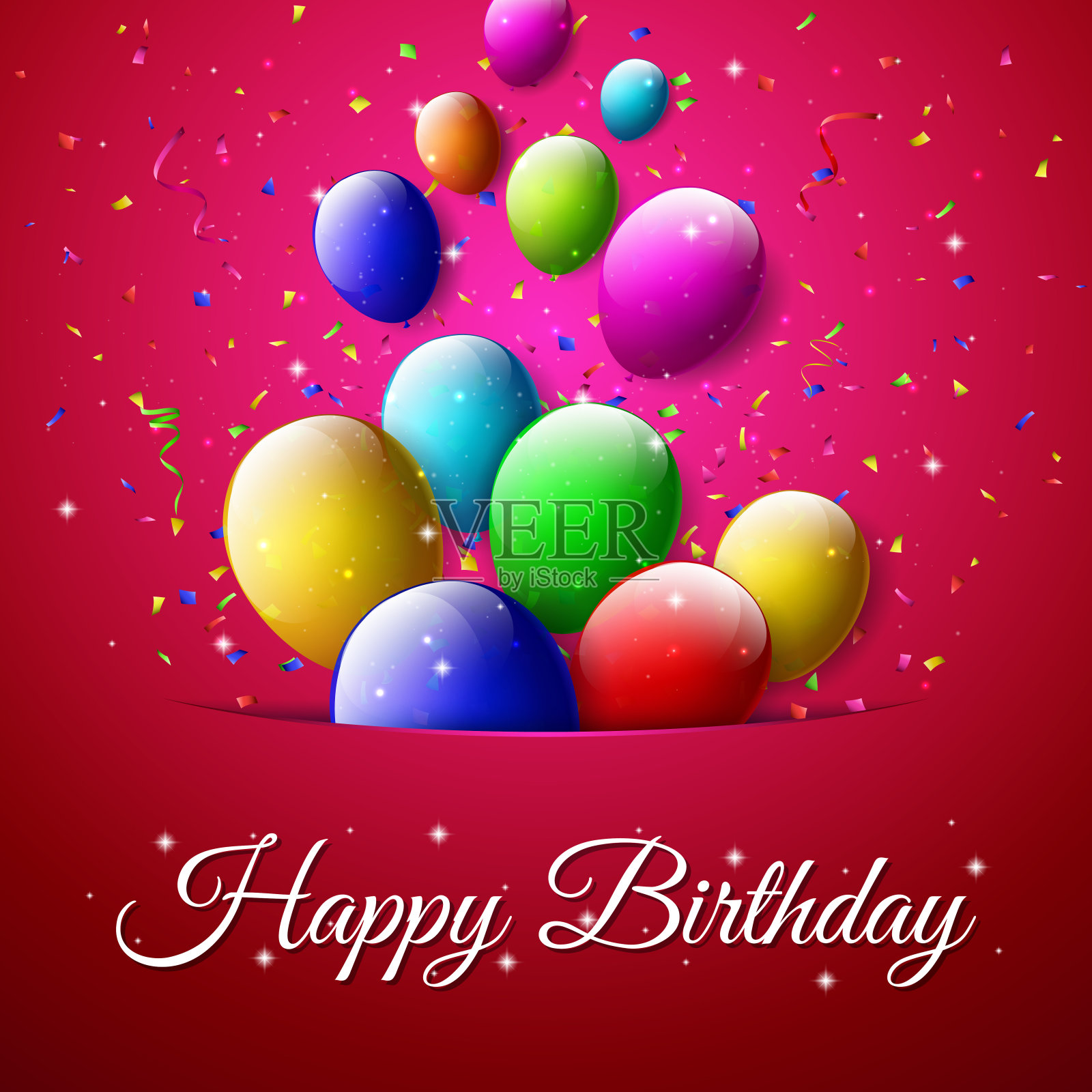 彩色气球飞出口袋在红色的背景插画图片素材