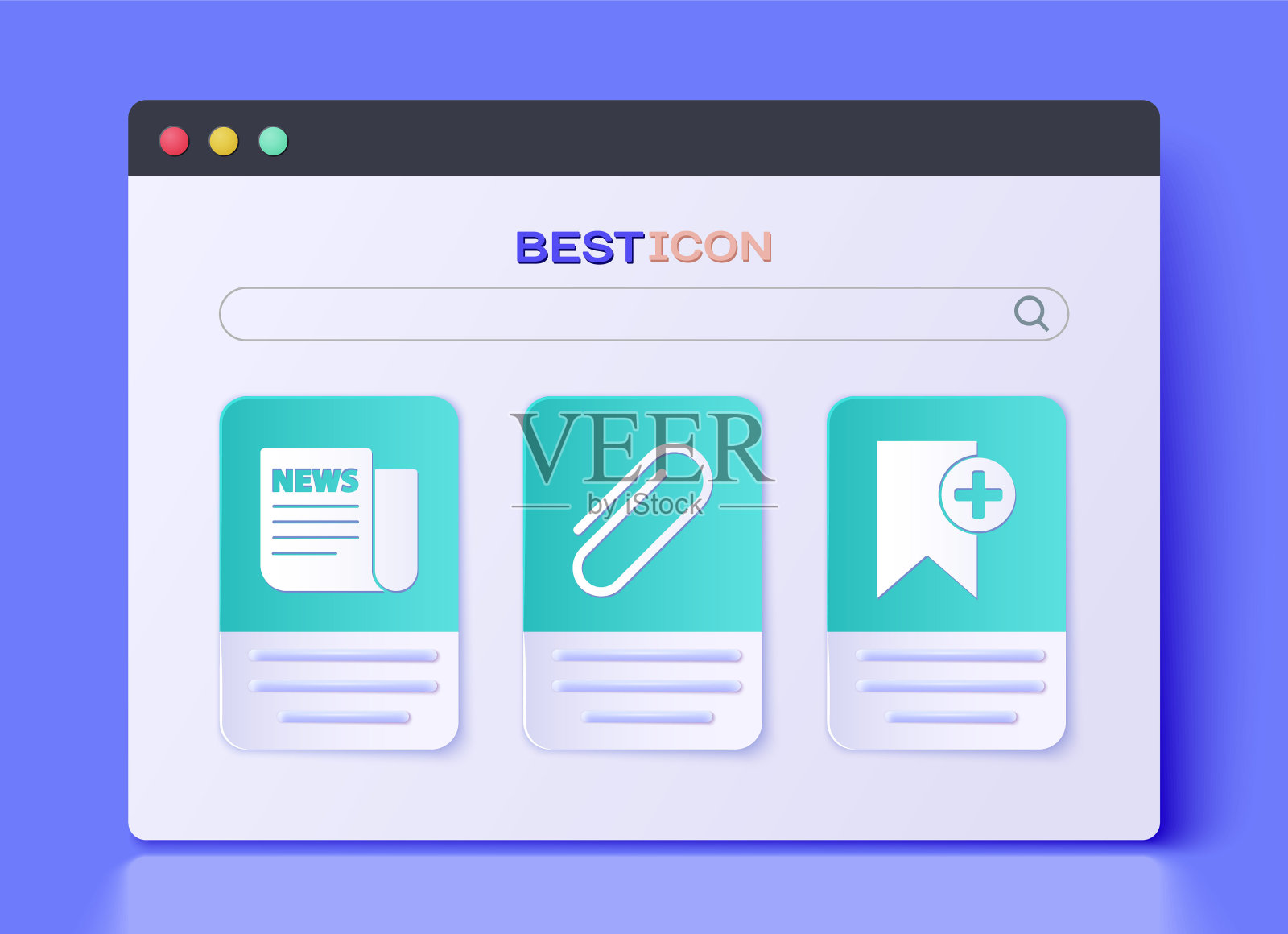 设置回形针，新闻和书签图标。向量图标素材