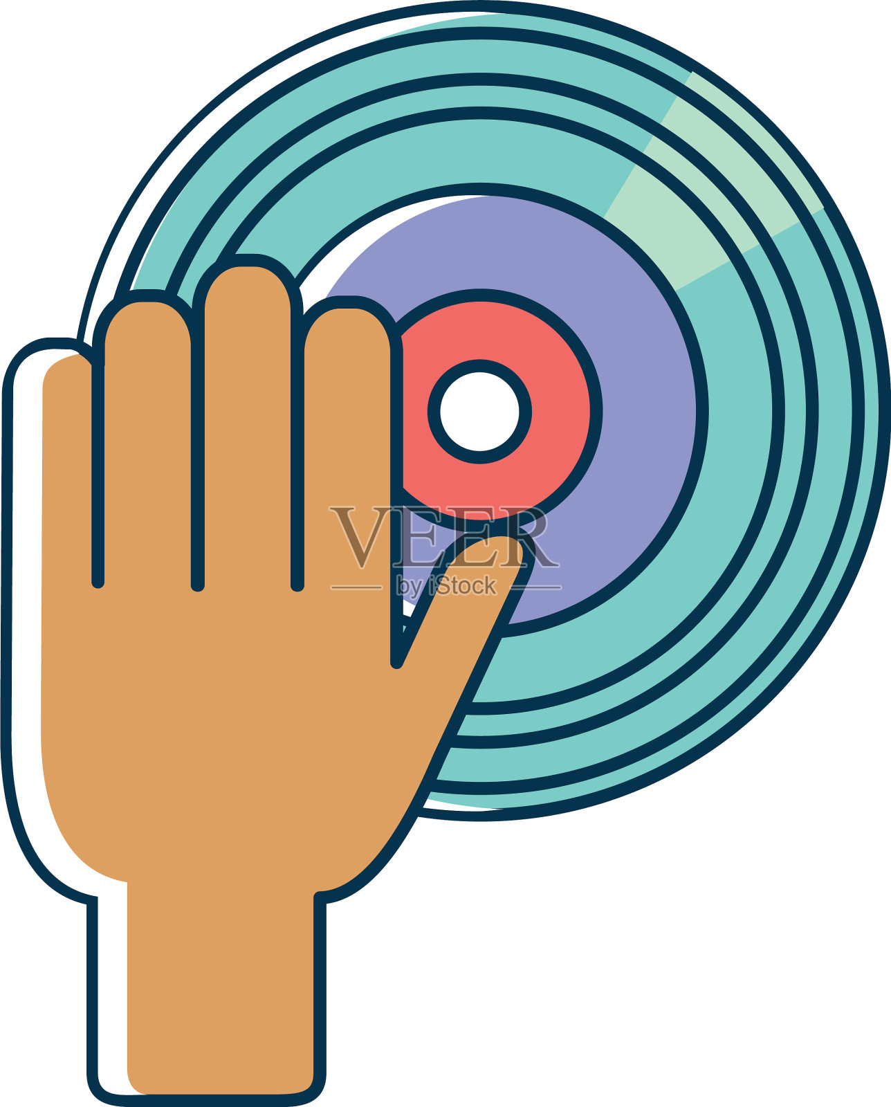 手DJ黑胶混音器旋律和声音音乐线设计元素图片