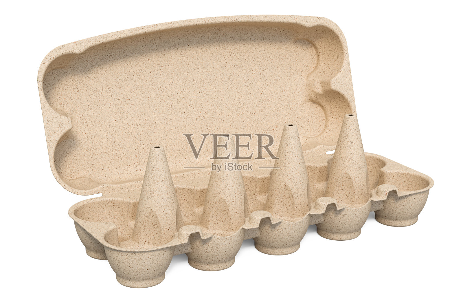 空蛋盒，3D渲染孤立的白色背景照片摄影图片