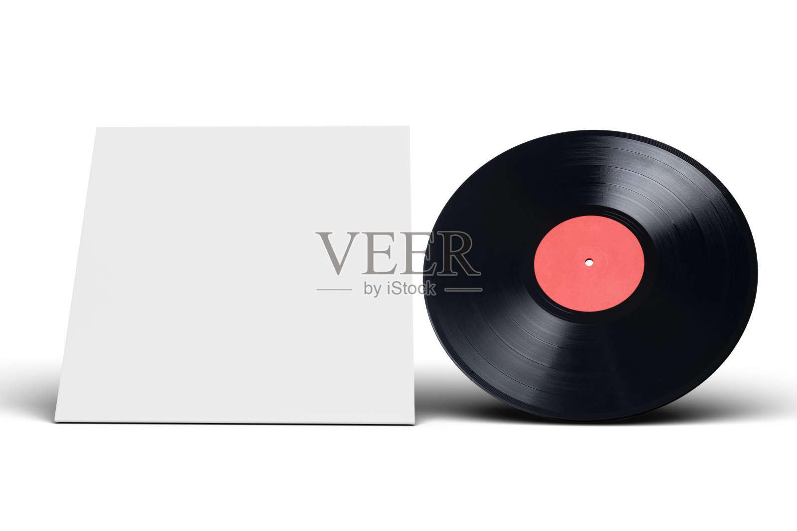 黑胶唱片，硬纸板封面，白色背景。照片摄影图片