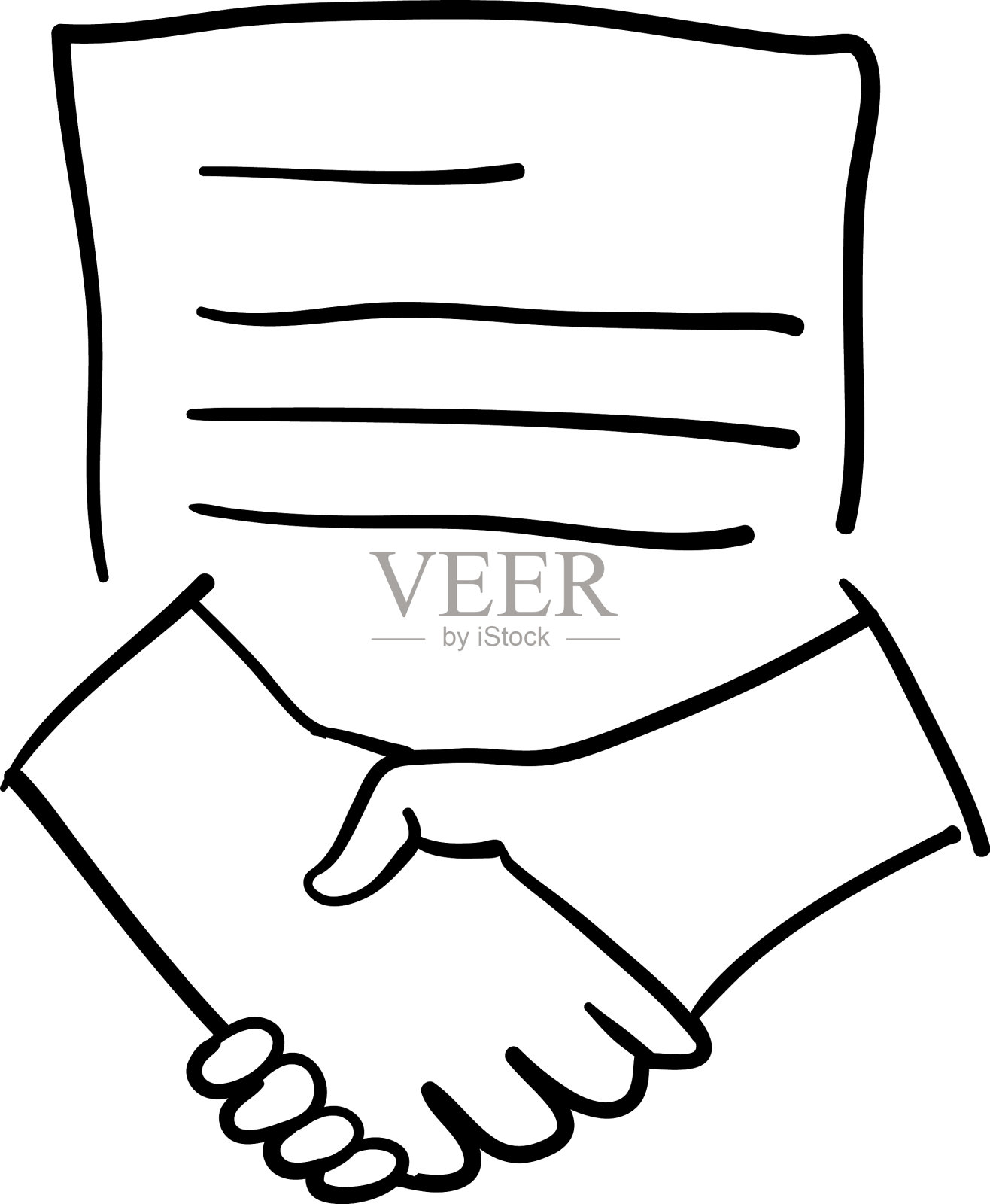 手绘业务合同握手线图标设计元素图片