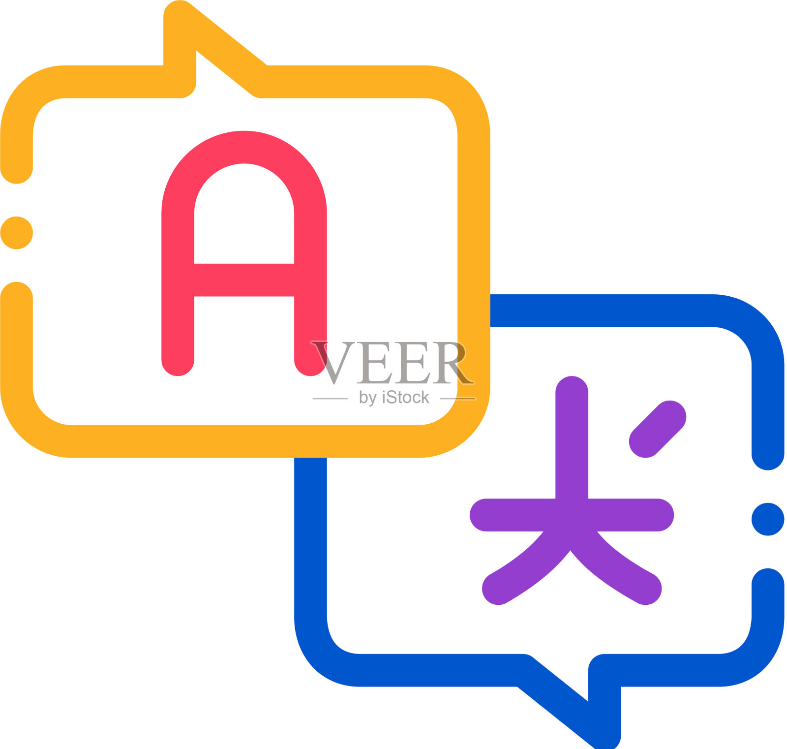 说着不同语言的图标细线设计元素图片