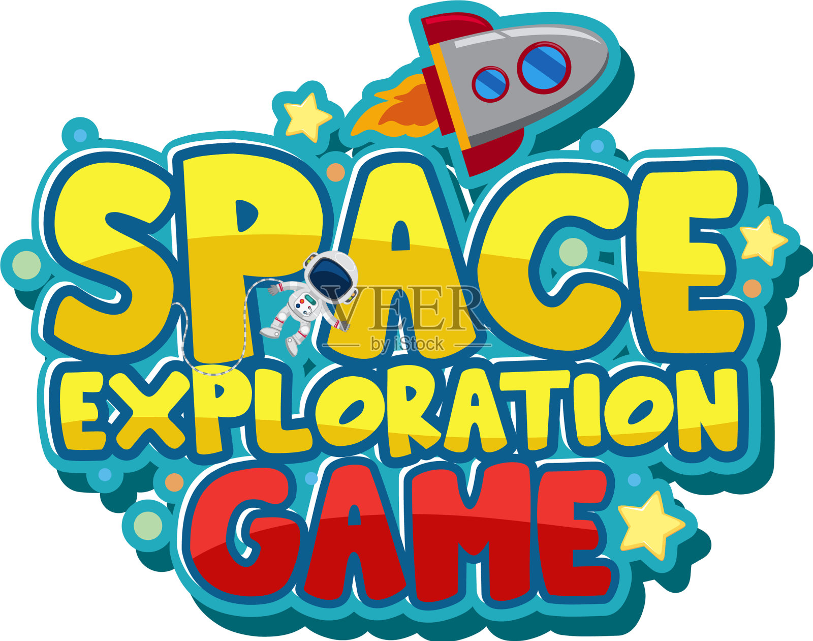 文字空间探索游戏贴纸模板插画图片素材
