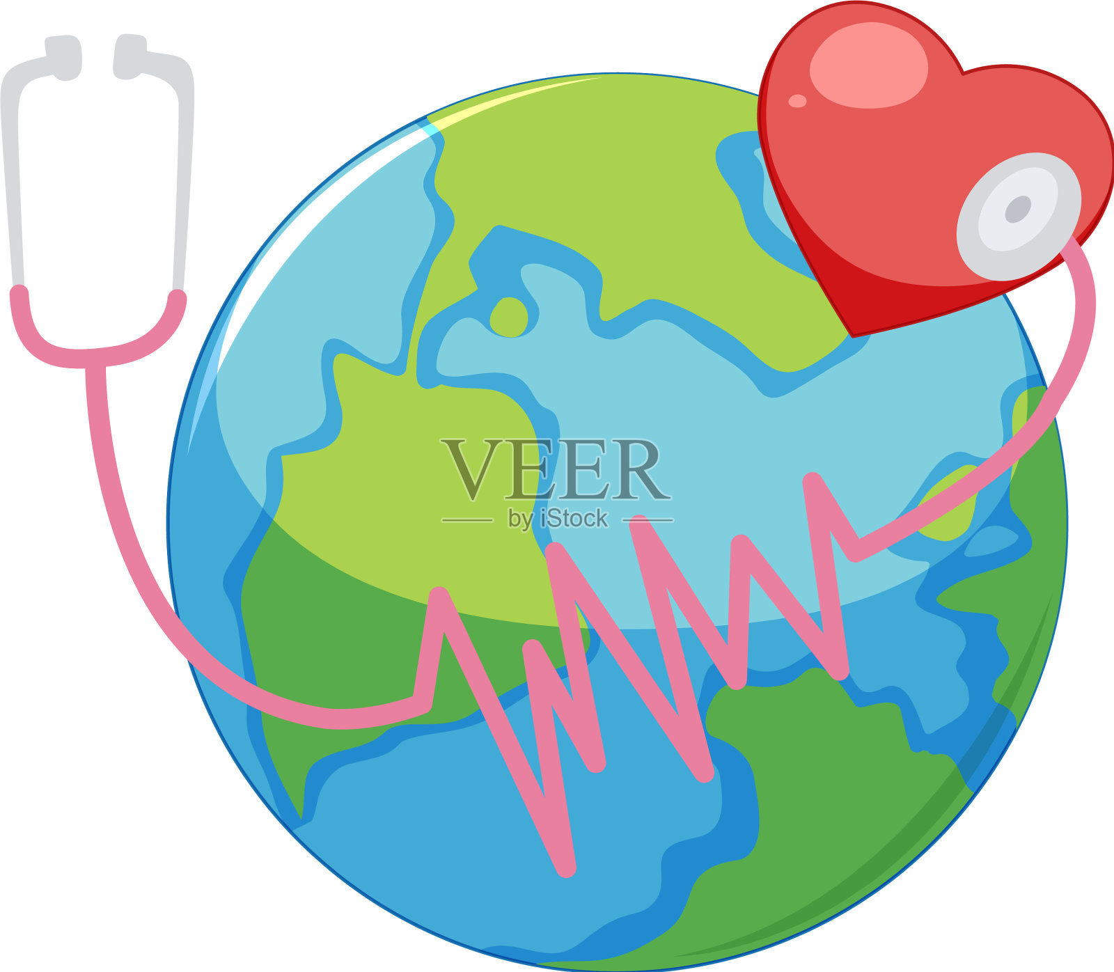 大世界，红心环绕，听诊器环绕设计元素图片