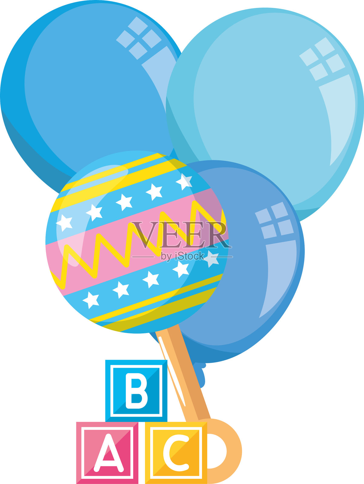 用立方体玩具和气球氦气来拨弄浴缸的声音设计元素图片