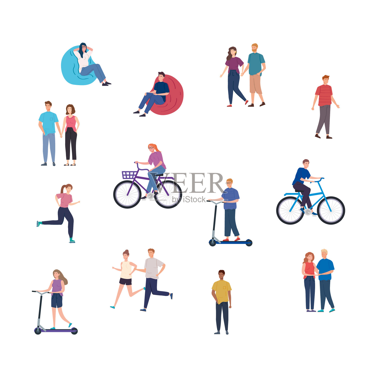 群人表演活动头像插画图片素材